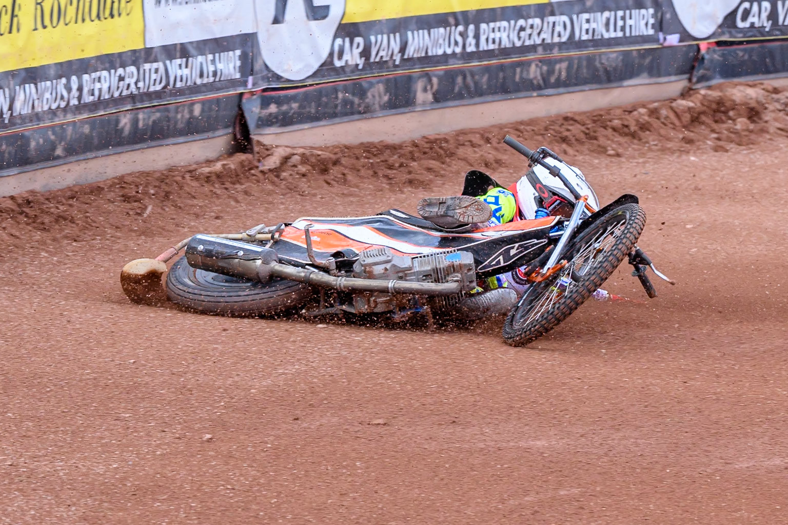 JR ASHWORTH &amp; SONS COLTS ACADEMY INDIVIDUALFreddy Hodder  in Blue leading Harry Fletcher  in White who slides off during the JR Ashworth &amp; Sons Colts Individual at the National Speedway Stadium, Manchester on Sunday 10th May 2026. (Photo: Ian Charles | MI News)