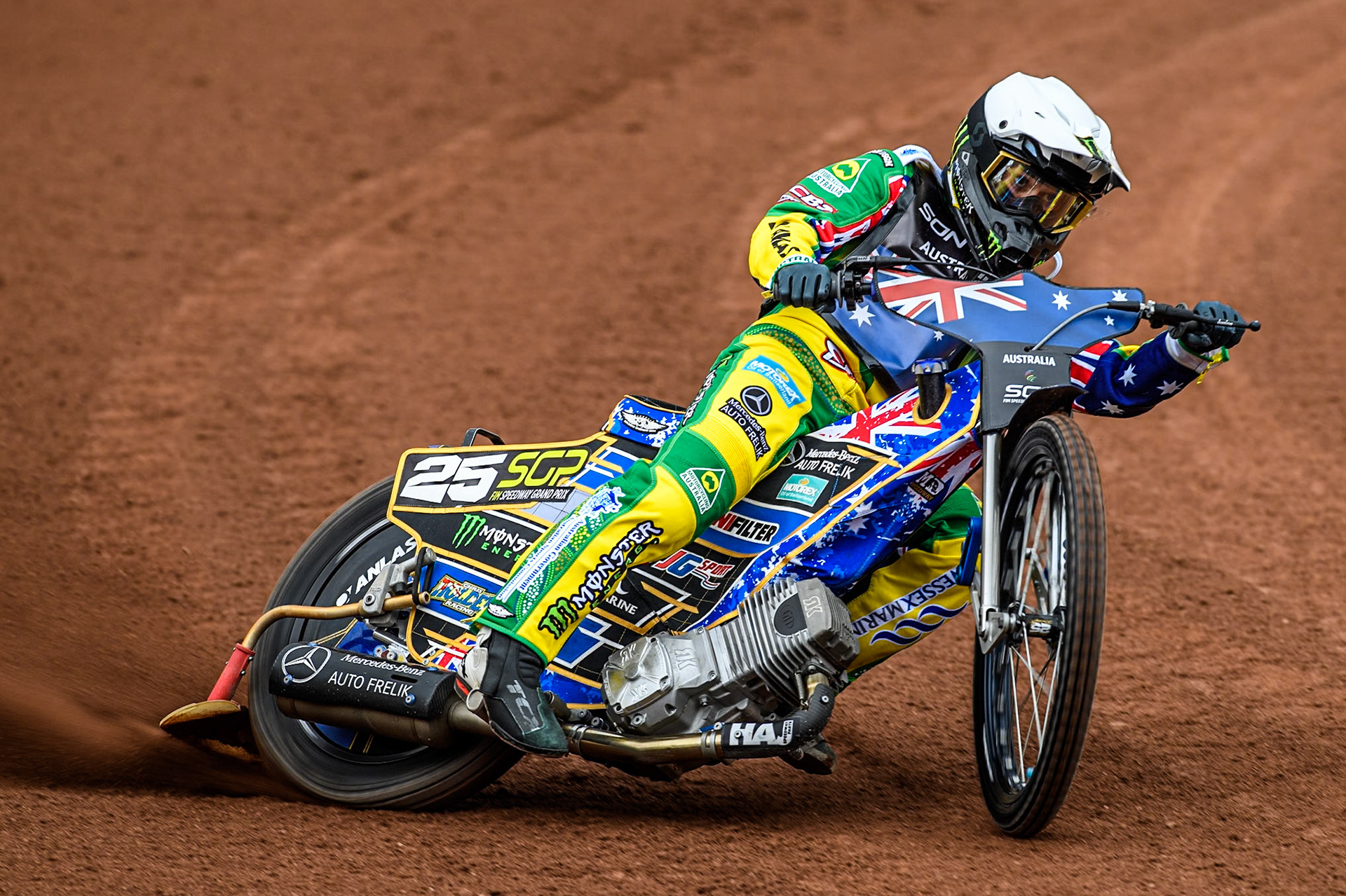 Jack Holder of Australia practices during the Monster Energy FIM Speedway of Nation Semi Final 2 at the National Speedway Stadium, Manchester on Wednesday 10th July 2024. (Photo: Ian Charles | MI News)