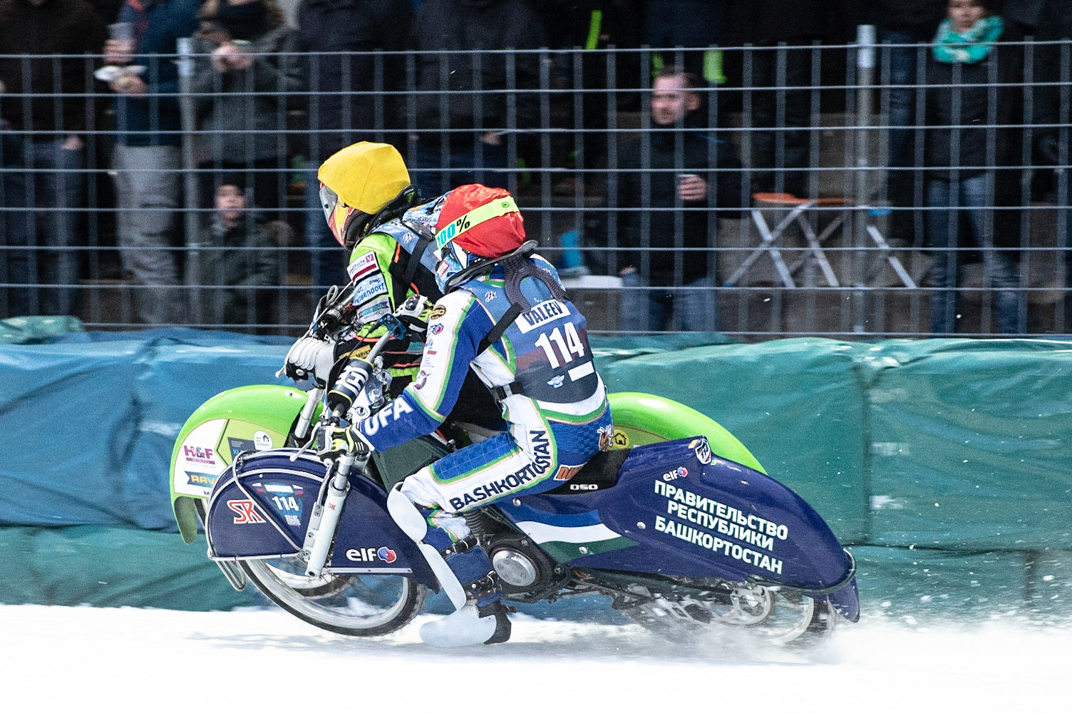 Photo: Ian Charles

Johann Weber (33) (Yellow) leads  Dinar Valeev (114) (Red)

FIM Ice Speedway Gladiators World Championship, Final 3.1, Horst-Dohm Eisstadion, Berlin, Germany Saturday  2  March  2019