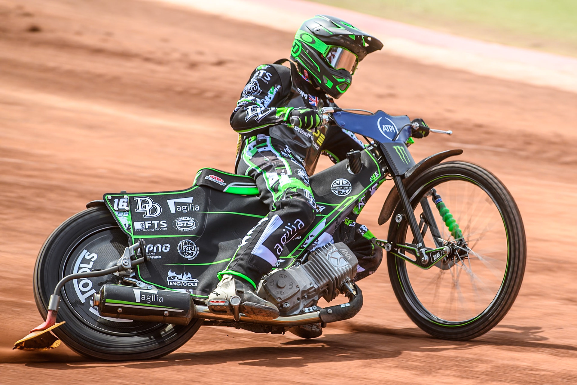 Wild Card Charles Wright (16) of Great Britain in the qualifying session during the ATPI FIM Speedway Grand Prix Round 4 at the National Speedway Stadium, Manchester, on Friday 6th June 2025. (Photo: Ian Charles | MI News)