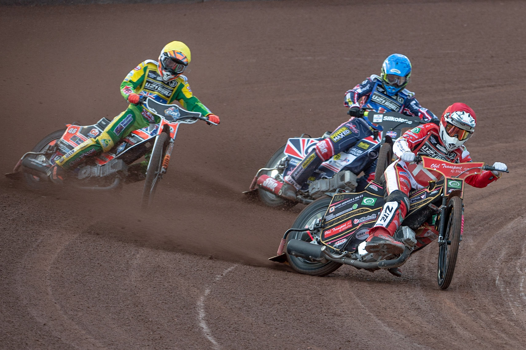 Photo: Ian Charles

Patrick Hansen (Red) leads Matthew Gilmore (Yellow) and Kyle Bickley (Blue)

FIM Team Speedway U-21 World Championship, National Speedway Stadium, Manchester Friday 12 July  2019