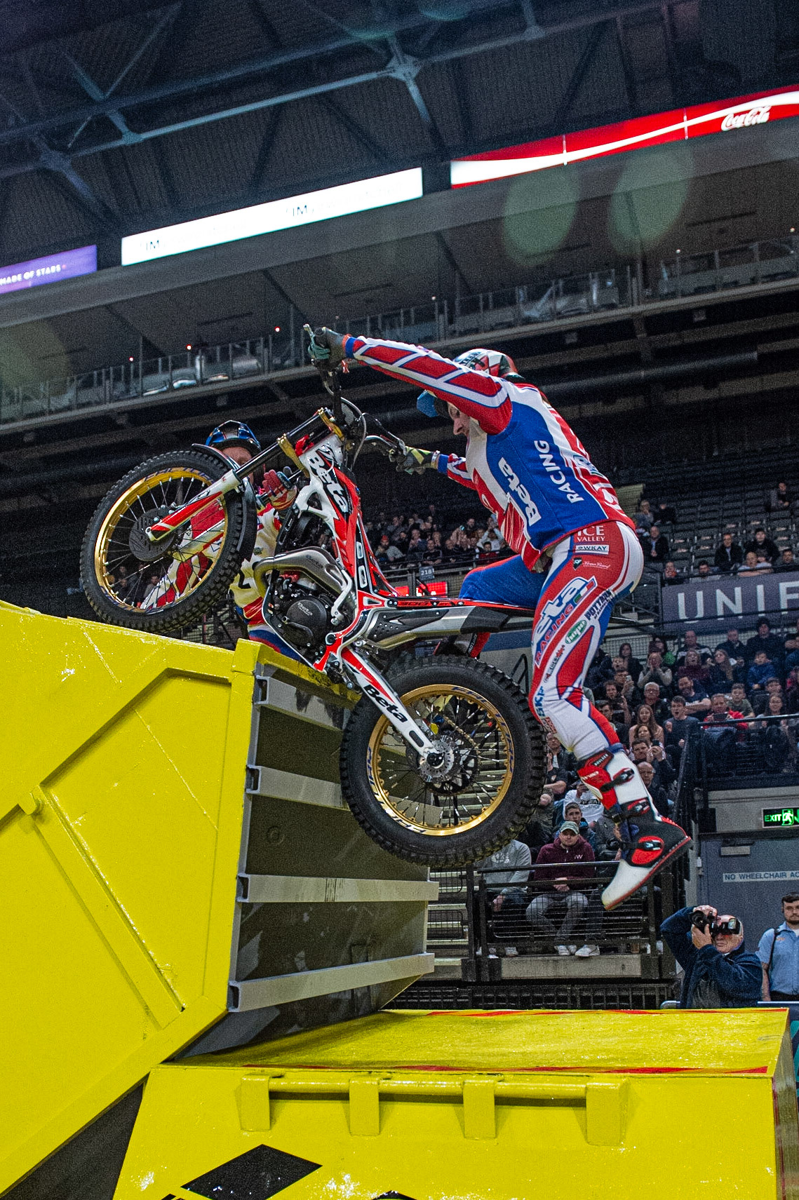 SHEFFIELD, ENGLAND  - DECEMBER 28TH  James Dabill, UK (Beta) struggles on Section 5  during the 25th Anniversary Sheffield Indoor Trial at the FlyDSA Arena, Sheffield on Saturday 28th December 2019. (Credit: Ian Charles | MI News)