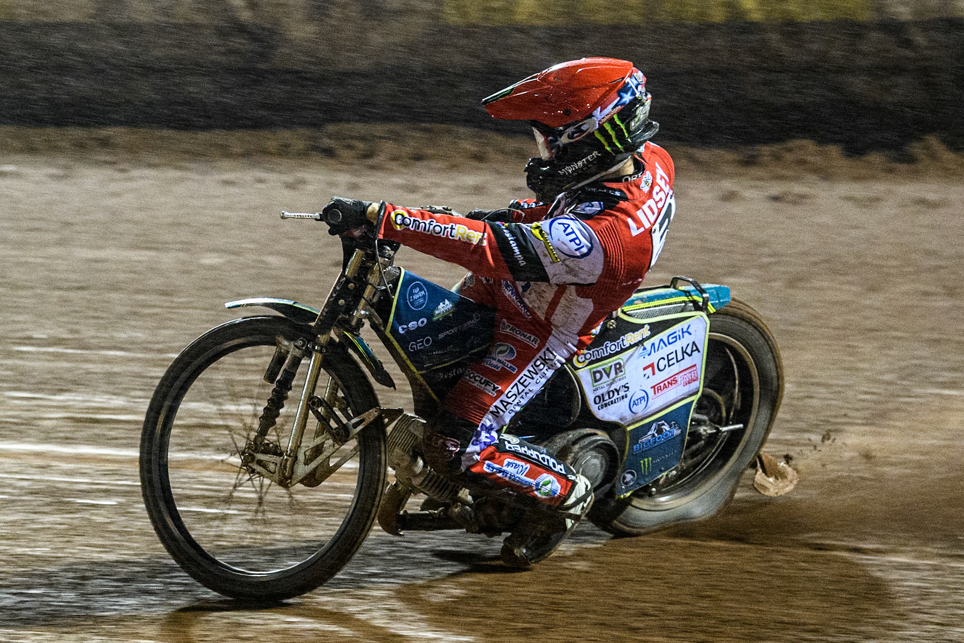 Belle Vue Aces' Jaimon Lidsey  in action during the Rowe Motor Oil Premiership Grand Final 1st Leg between Belle Vue Aces and Leicester Lions at the National Speedway Stadium, Manchester on Monday 23rd September 2024. (Photo: Ian Charles | MI News)