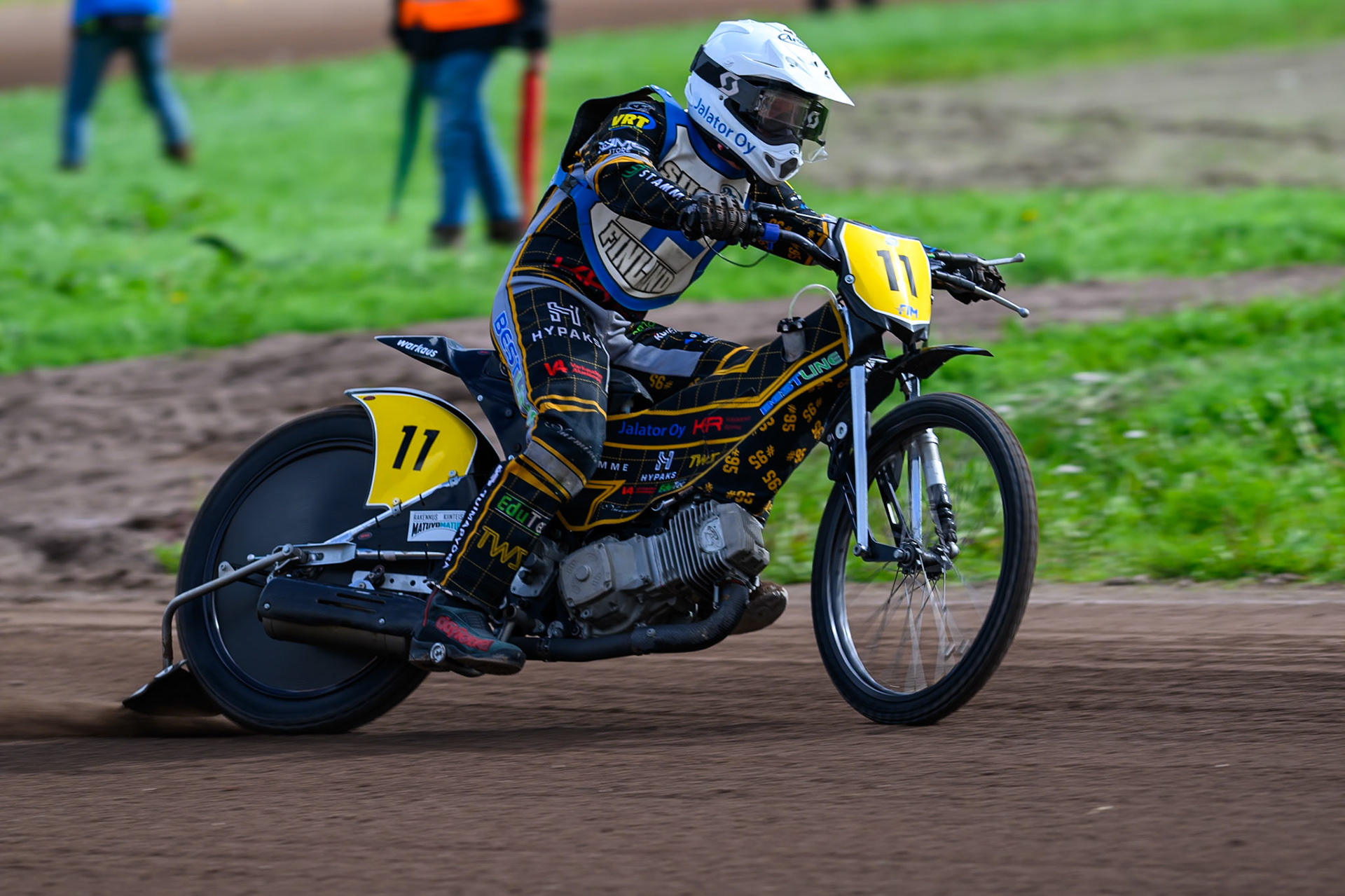 Jesse Mustonen (11) of Finland during practice for  the FIM Long Track of Nations 2026 at the Speed Centre Roden in the Netherlands on Sunday 20th September 2026. (Photo: Ian Charles | MI News)