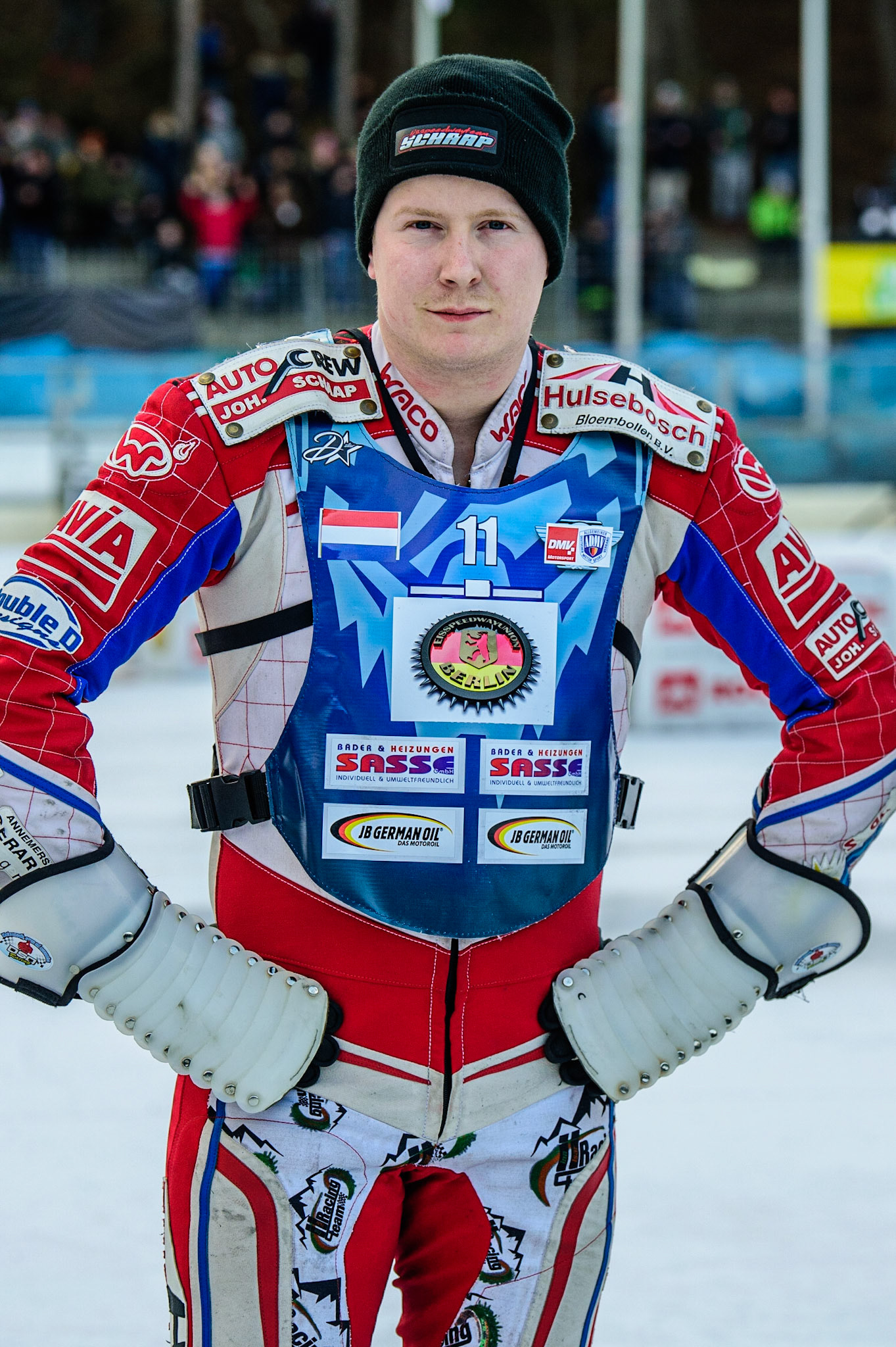 Niek Schaap during the German Individual Ice Speedway Championship at Horst-Dohm-Eisstadion, Berlin on Friday 3rd March 2023. (Photo: Ian Charles | MI News)