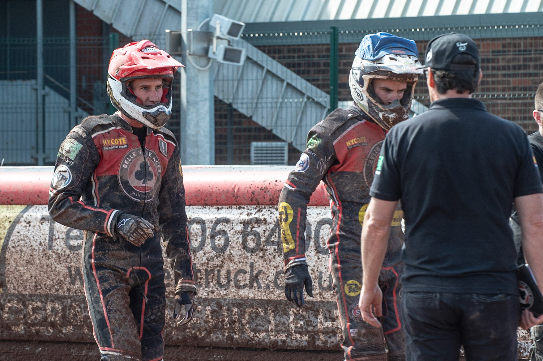 Photo by Ian Charles:

Mark Lemon checks on Max Fricke  (left) and Steve Worrall  after their crash

Belle Vue Aces v Wolverhampton Wolves, National Speedway Stadium, Manchester, Monday, 22, April, 2019