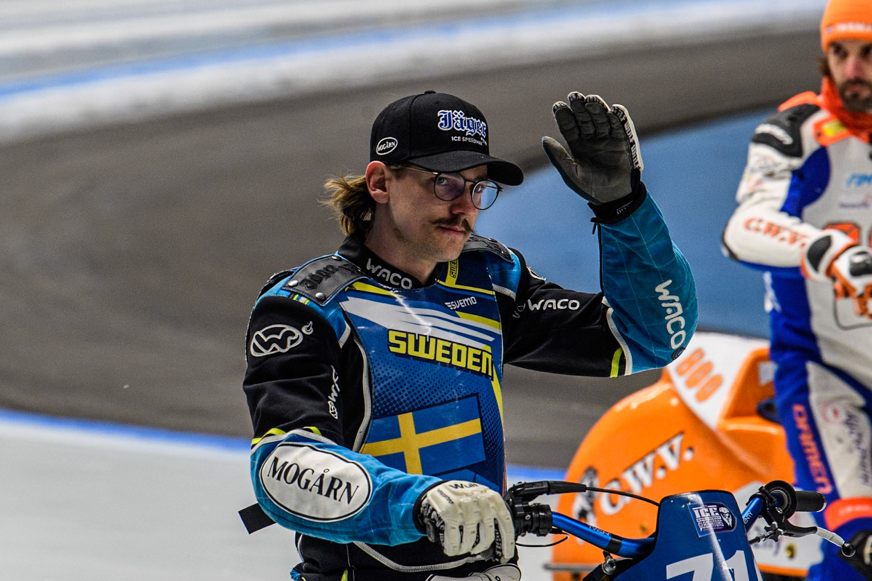 Filip Jäger (719) of Sweden during the Ice Speedway Gladiators World Championship Final 1 at Max-Aicher-Arena, Inzell on Saturday 15th March 2025. (Photo: Ian Charles | MI News)