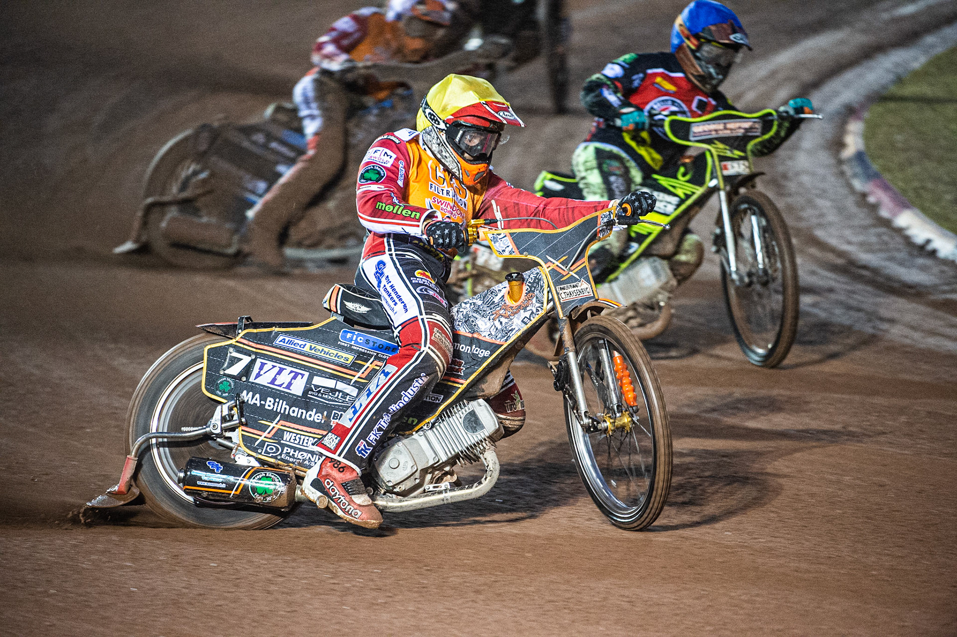 Photo by Ian Charles:

Claus Vissing  (Yellow) leads Jye Etheridge  (Blue)

Belle Vue Aces v Swindon Robins, Supporters Cup Final 1st Leg, National Speedway Stadium, Manchester, Thursday, 12, September, 2019