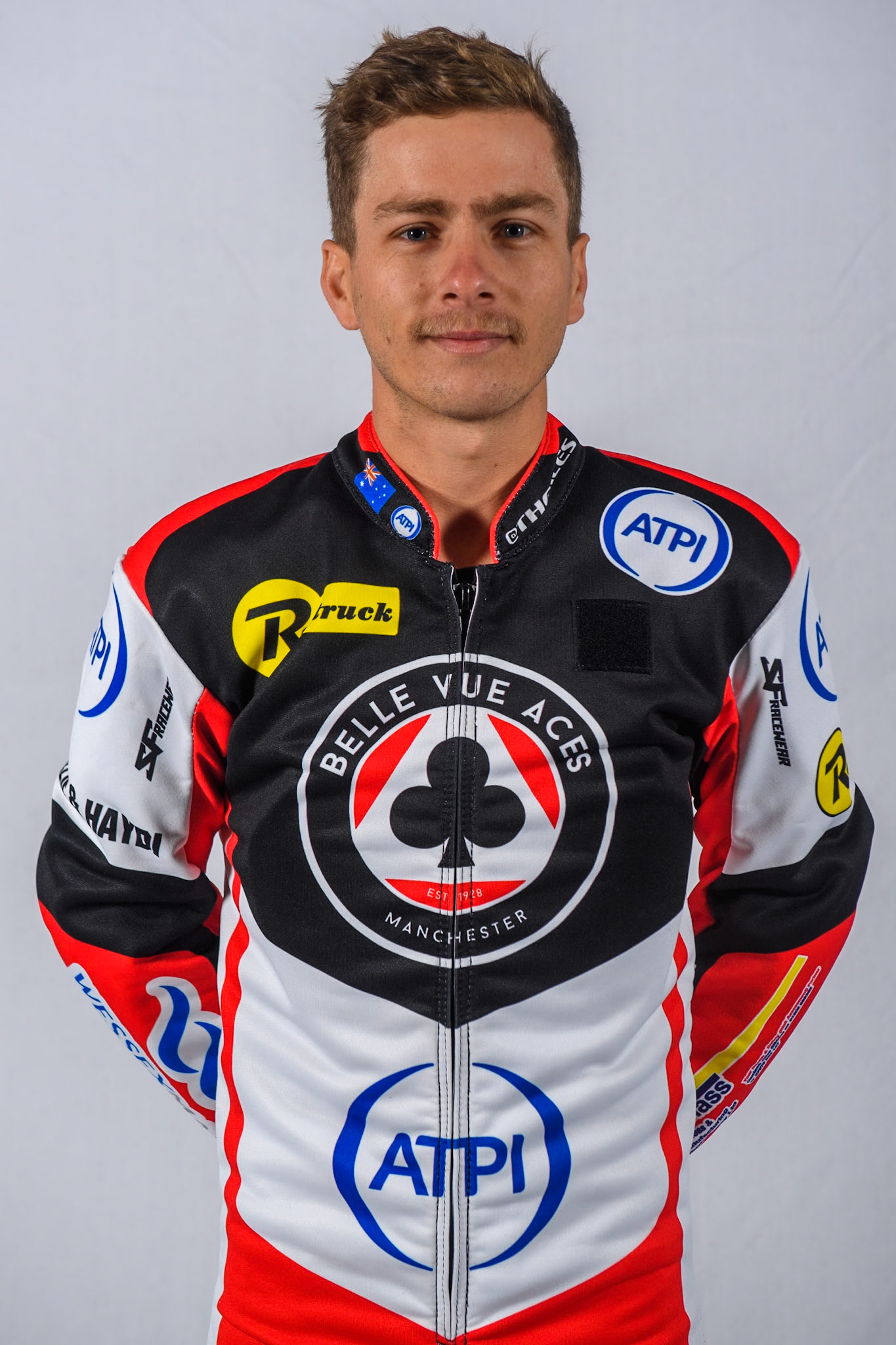 Belle Vue Aces' rider Ben Cook during the Belle Vue Aces Media Day at the National Speedway Stadium, Manchester on Monday 11th March 2024. (Photo: Ian Charles | MI News)