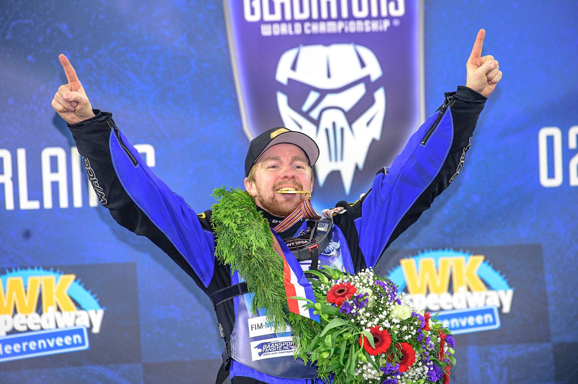HEERENVEEN, NL.  World Champion 2022 - Martin Hååruhiltunen (199)  during the FIM Ice Speedway Gladiators World Championship Final 4 at Ice Rink Thialf, Heerenveen on Sunday  3 April 2022. (Credit: Ian Charles | MI News)