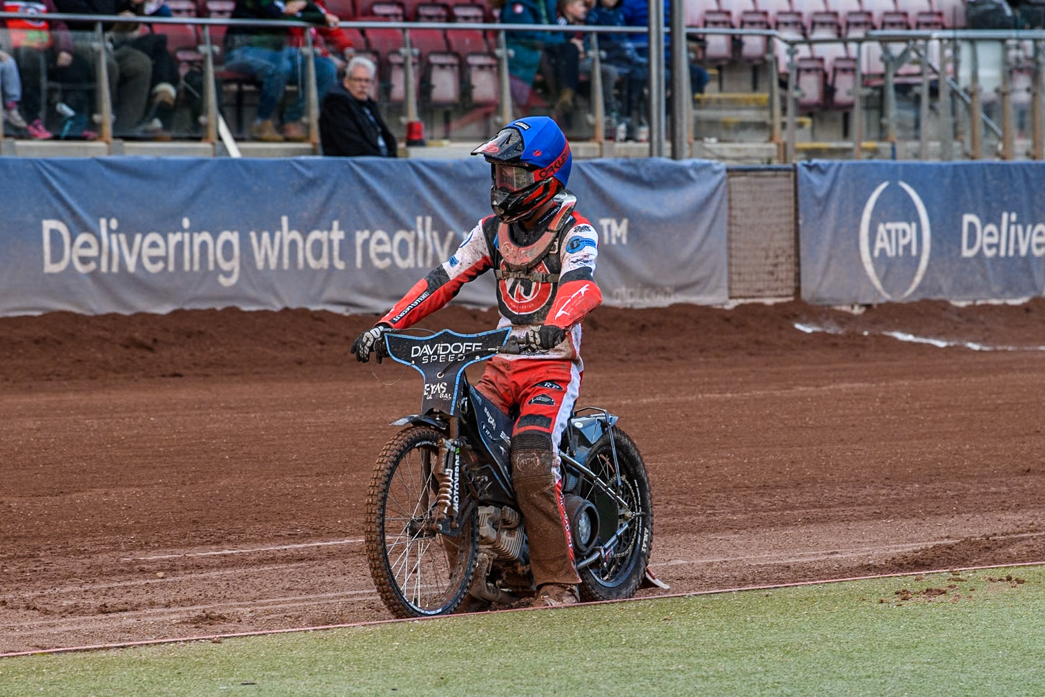 Belle Vue Colts' Freddy Hodder pulls up with bike problems during the WSRA National Development League match between Belle Vue Colts and Leicester Lion Cubs at the National Speedway Stadium, Manchester on Friday 29th March 2024. (Photo: Ian Charles | MI News)