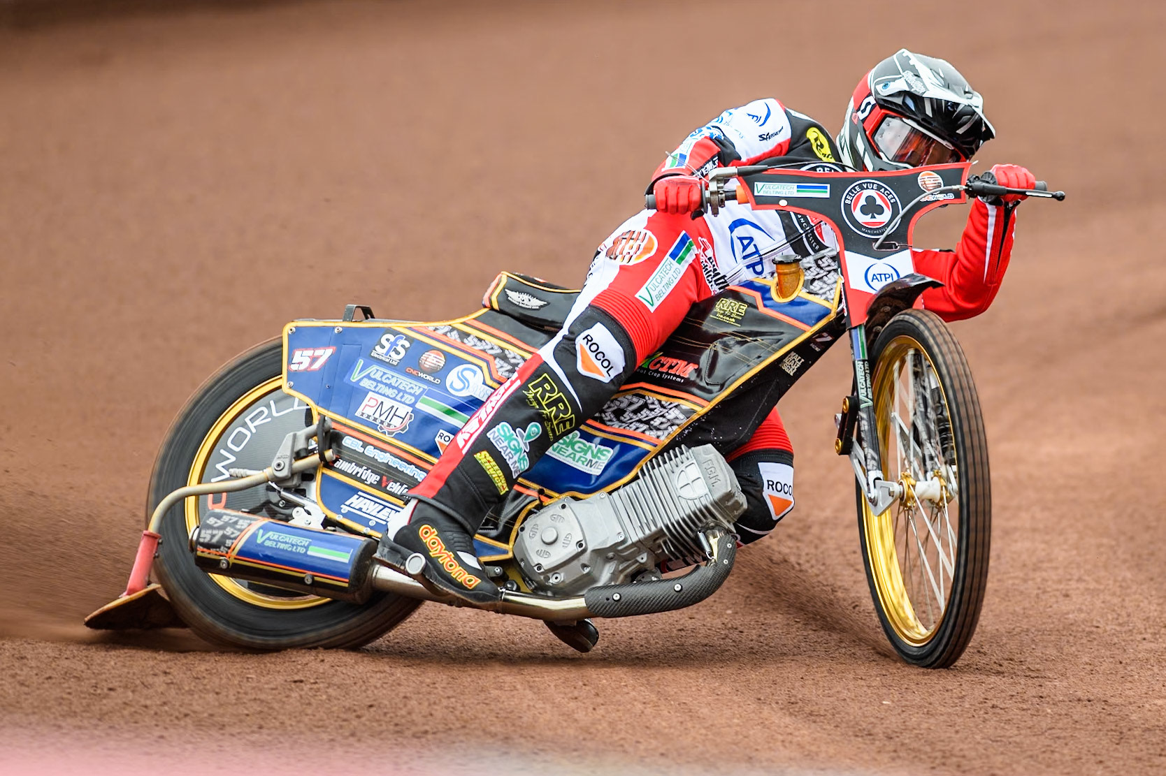 Belle Vue Aces' rider Connor Mountain in action during the Belle Vue Aces Media Day at the National Speedway Stadium, Manchester on Monday 11th March 2024. (Photo: Ian Charles | MI News)
