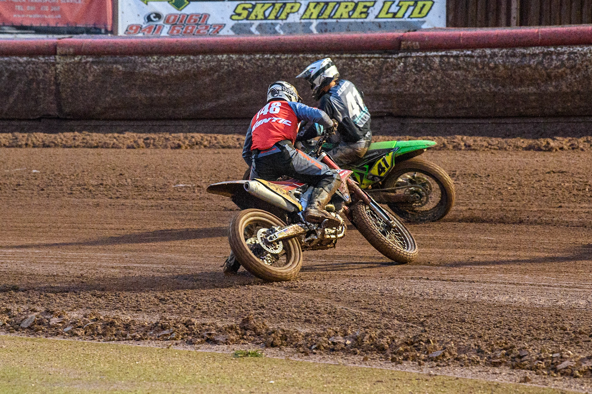 Vittorio Emanuele Marzotto (148) from Italy spins out and falls during the FIM World Flat Track Championship Round 1 at the National Speedway Stadium, Manchester on Saturday 5th August 2023. (Photo: Ian Charles | MI News)