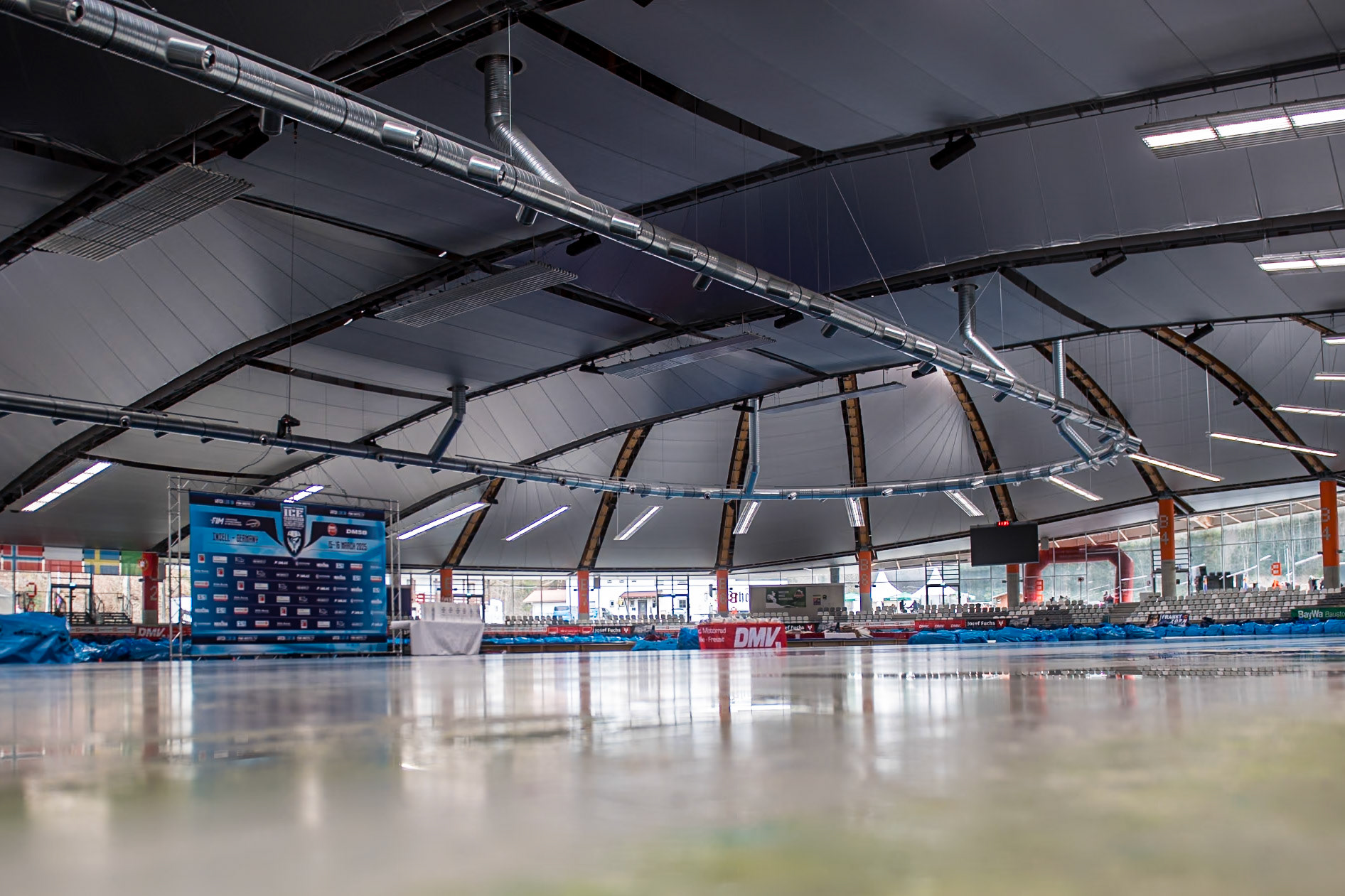 Max-Aicher-Arena during the Ice Speedway Gladiators World Championship Final 2 at Max-Aicher-Arena, Inzell on Sunday 16th March 2025. (Photo: Ian Charles | MI News)