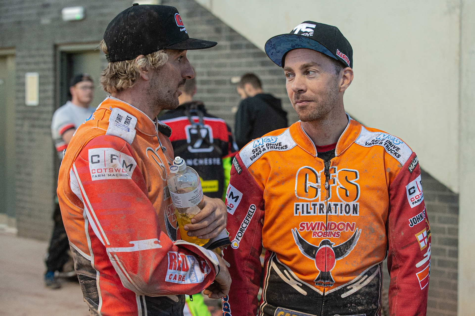 Photo by Ian Charles

Adam Ellis  (left) with Troy Batchelor 


Belle Vue Aces v Swindon Robins, British Speedway Premiership, Belle Vue National Speedway Stadium, Manchester, Monday 12  August  2019