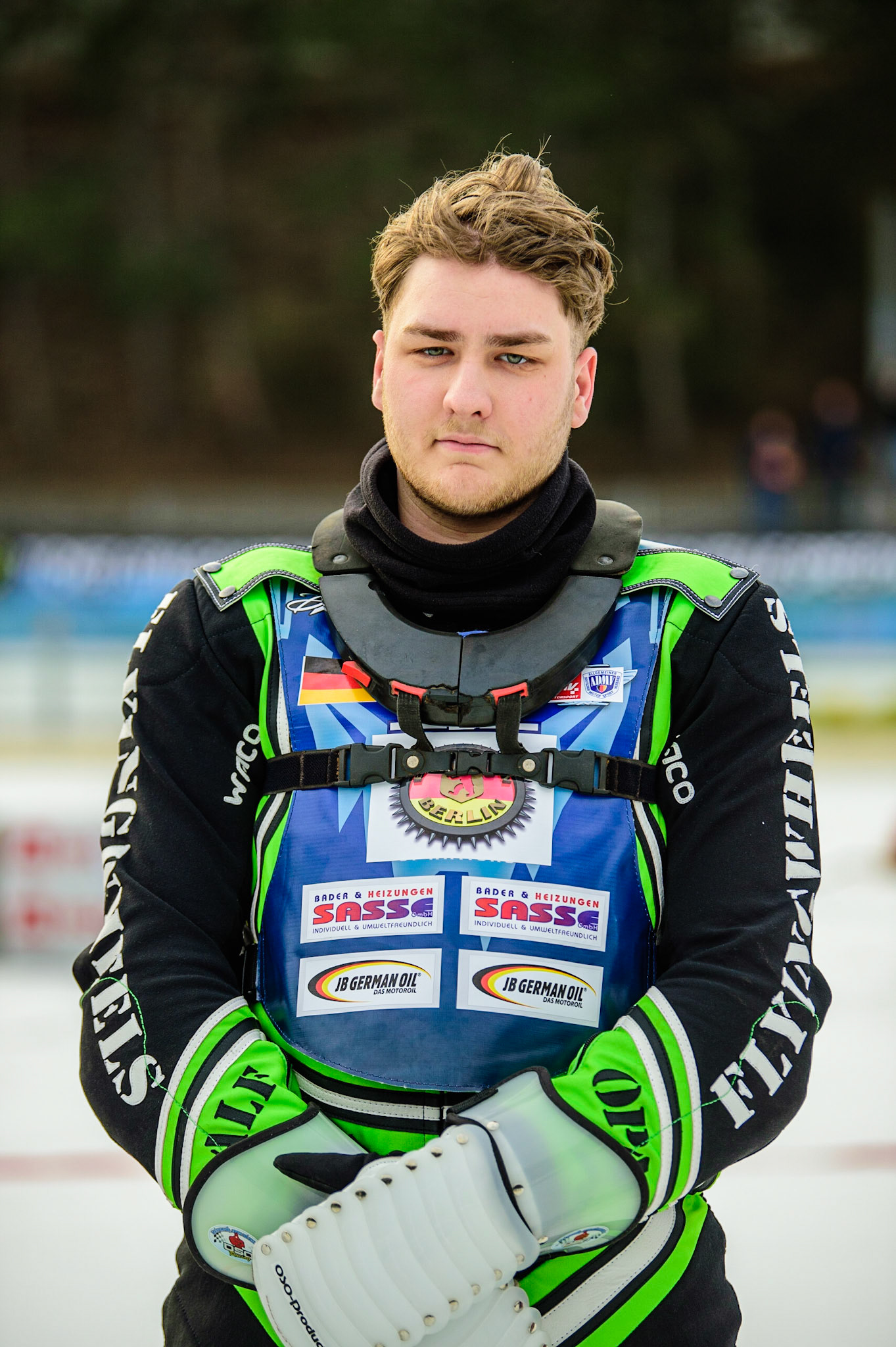 Finn Loheider during the German Individual Ice Speedway Championship at Horst-Dohm-Eisstadion, Berlin on Friday 3rd March 2023. (Photo: Ian Charles | MI News)