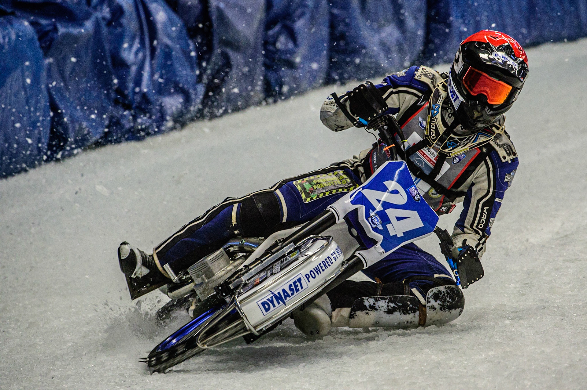 Max Koivula (24) in action during the Ice Speedway Gladiators World Championship Final 1 at Max-Aicher-Arena, Inzell, Germany on Saturday 18th March 2023. (Photo: Ian Charles | MI News)