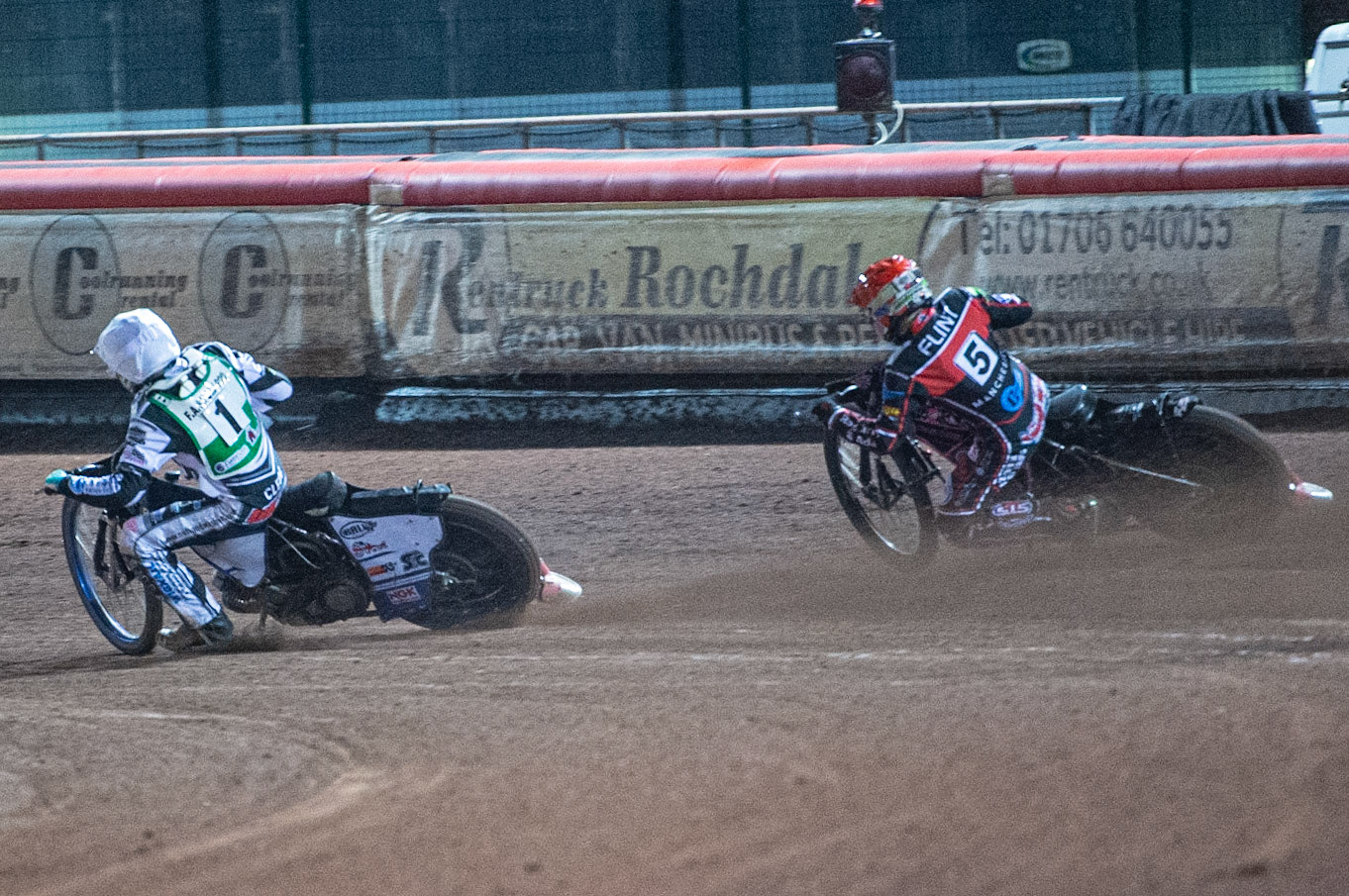 Photo: Ian Charles

Max Clegg (White) inside Leon Flint  (Red)

Belle Vue Colts v Cradley Heathens, SGB National League KO Cup Semi Final 2nd Leg, Belle Vue National Speedway Stadium, Manchester, Wednesday 18  September  2019