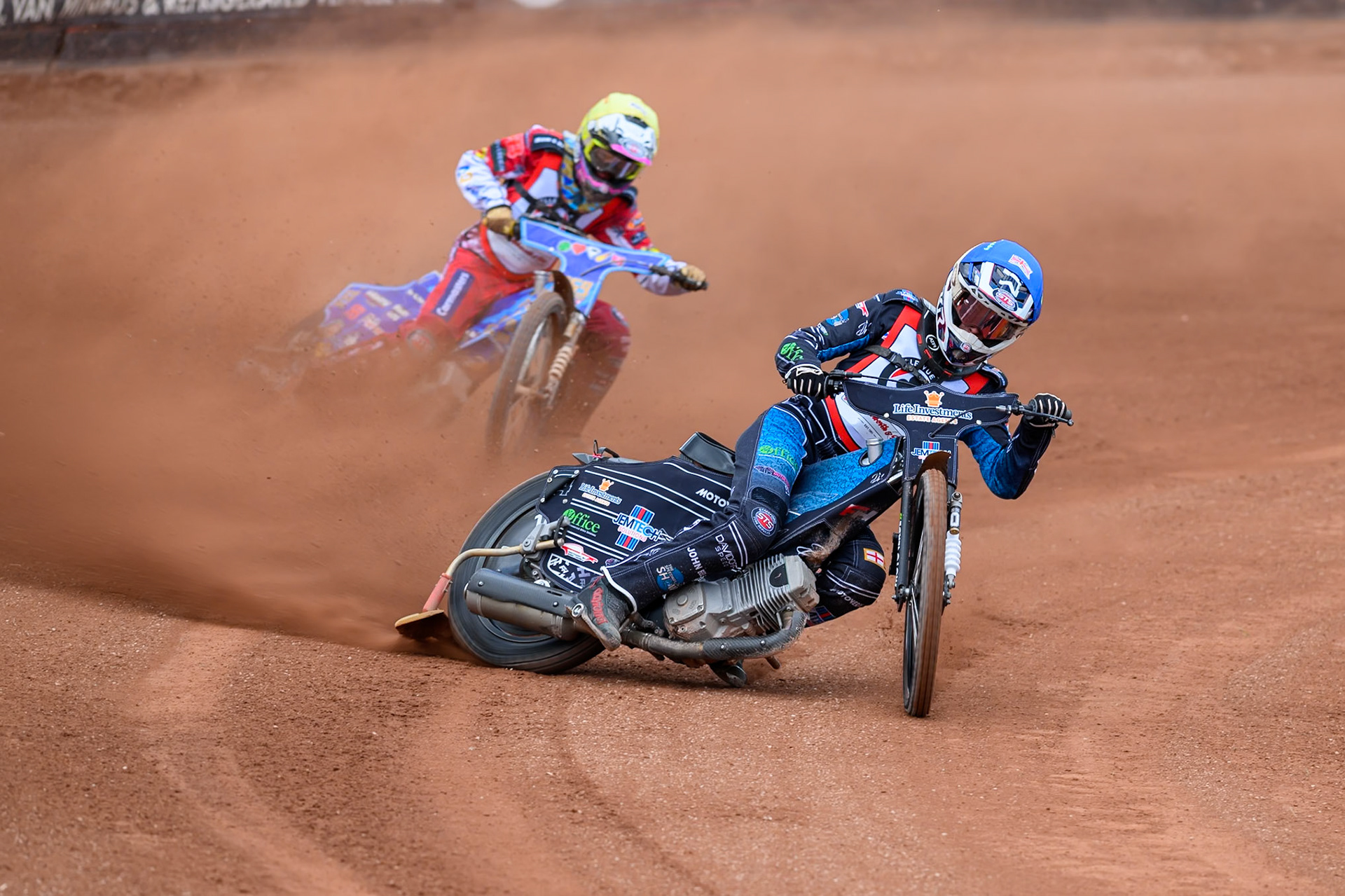 JR ASHWORTH &amp; SONS COLTS ACADEMY INDIVIDUALFreddy Hodder in Blue leading Stene Pijper in Yellow during the JR Ashworth &amp; Sons Colts Individual at the National Speedway Stadium, Manchester on Sunday 10th May 2026. (Photo: Ian Charles | MI News)