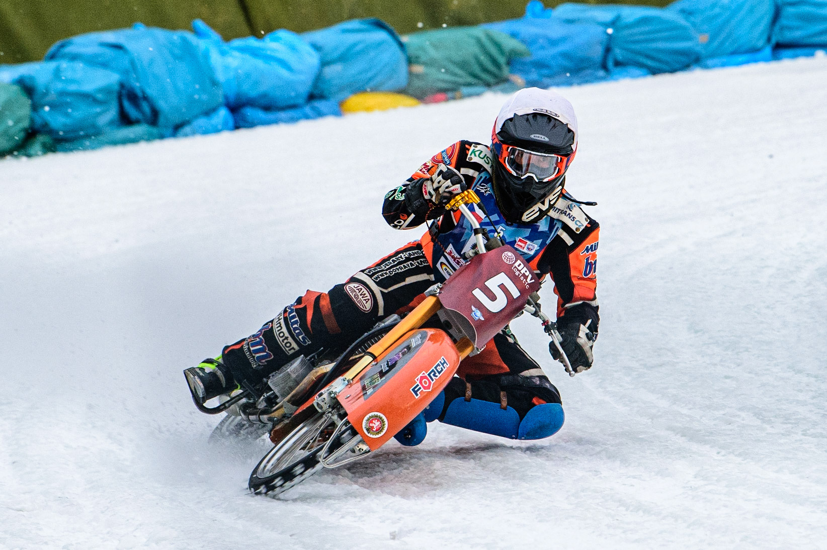 Lukas Hutla in action during the German Individual Ice Speedway Championship at Horst-Dohm-Eisstadion, Berlin on Friday 3rd March 2023. (Photo: Ian Charles | MI News)
