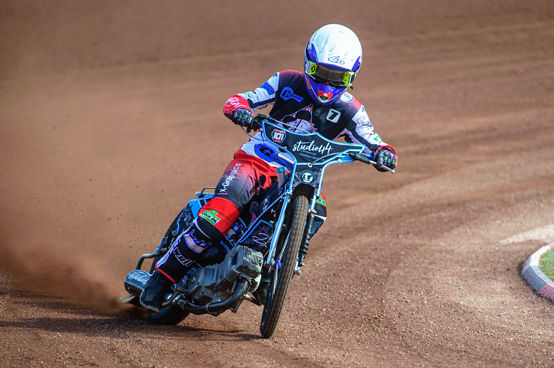 MANCHESTER, UK. MAR 14TH Freddie Hodder in action during the Belle Vue Speedway Media Day at the National Speedway Stadium, Manchester on Monday 14th March 2022. (Credit: Ian Charles | MI News)
