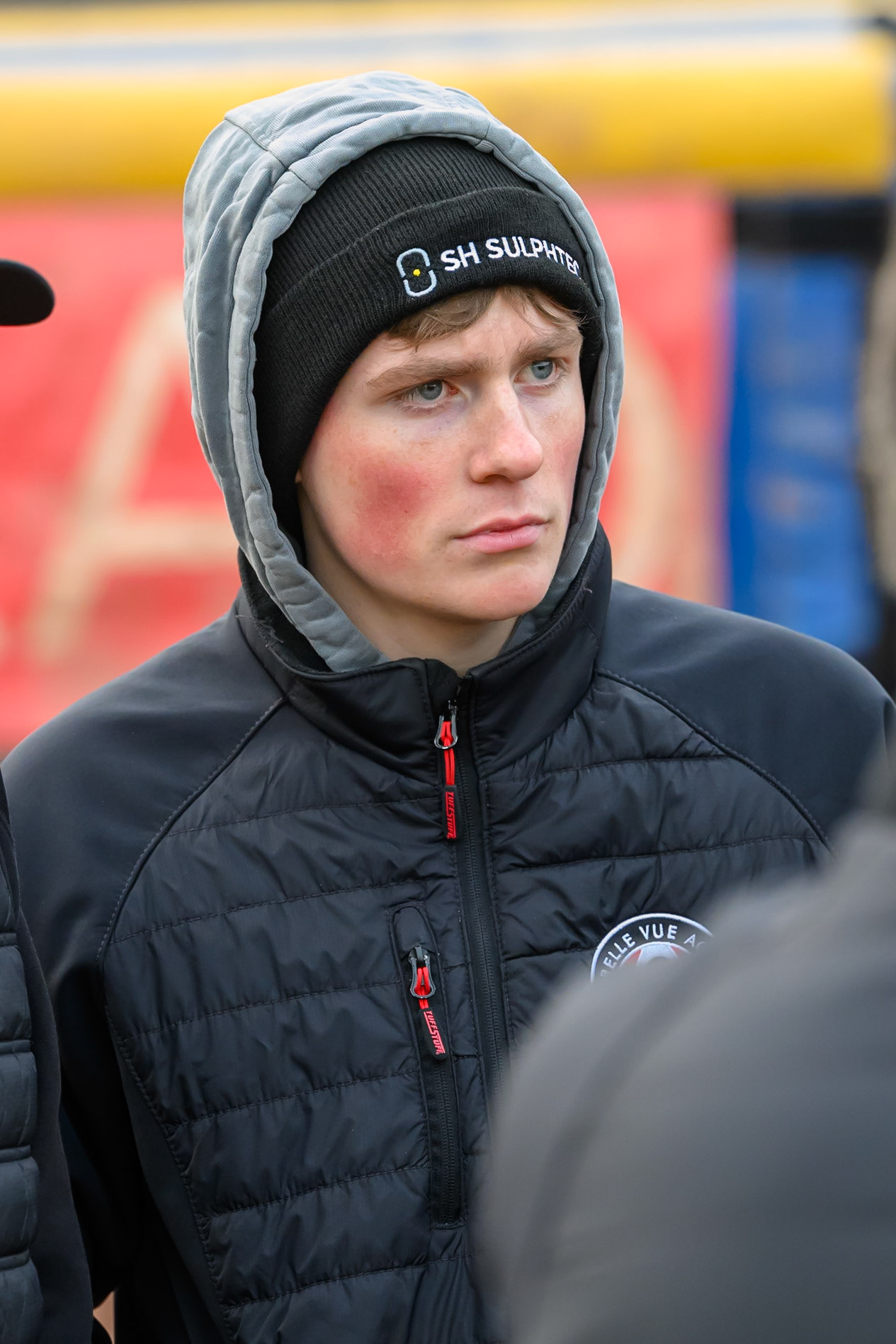 Norick Blödorn of Belle Vue Aces at the meeting despite being out of the meeting through injury during the Knockout Cup Northern Section match between Sheffield Tigers and Belle Vue Aces at Owlerton Stadium, Sheffield on Thursday 2nd April 2026. (Photo: Ian Charles | MI News)