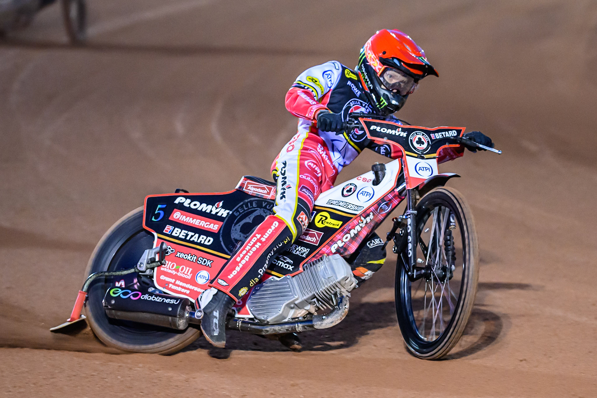 Dan Bewley of Belle Vue Aces  in action during the Rowe Motor Oil Premiership Play Off Semi Final 1 (1st Leg)  between Belle Vue Aces and Ipswich Witches at the National Speedway Stadium, Manchester on Monday 8th September 2025. (Photo: Ian Charles | MI News)