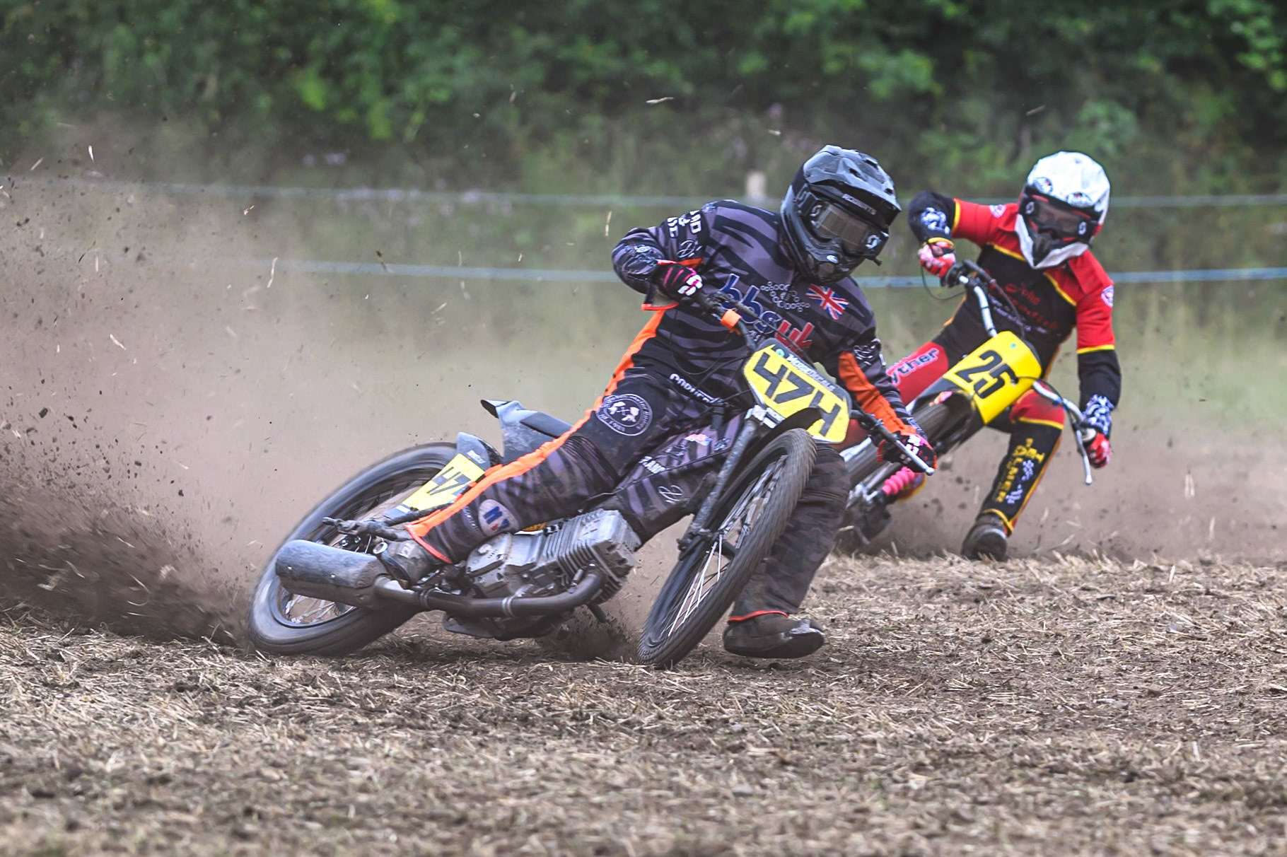 Jack Roberts (474) leading in the 500cc Class  during the ACU Northern Grass Track Riders Championship at Cheshire Grass Track Club, Frog Lane, Knutsford, Cheshire on Sunday 20th July 2025. (Photo: Ian Charles | MI News)