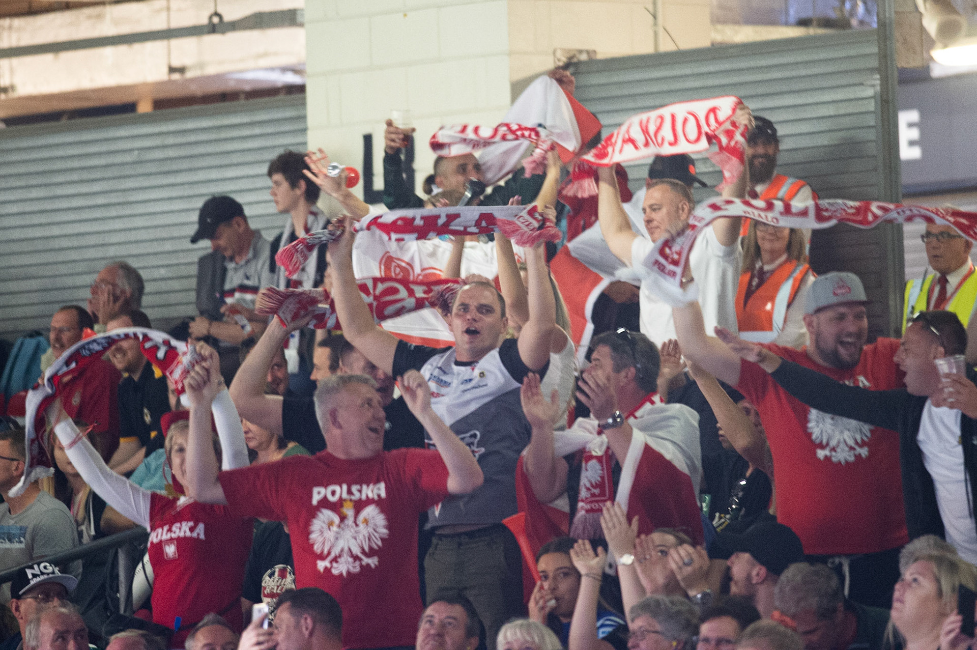 CARDIFF,WALES Polish Fans  during the ADRIAN FLUX BRITISH FIM SPEEDWAY GRAND PRIX at the Principality Stadium, Cardiff on Saturday 21st September 2019. (Credit: Ian Charles | MI News)