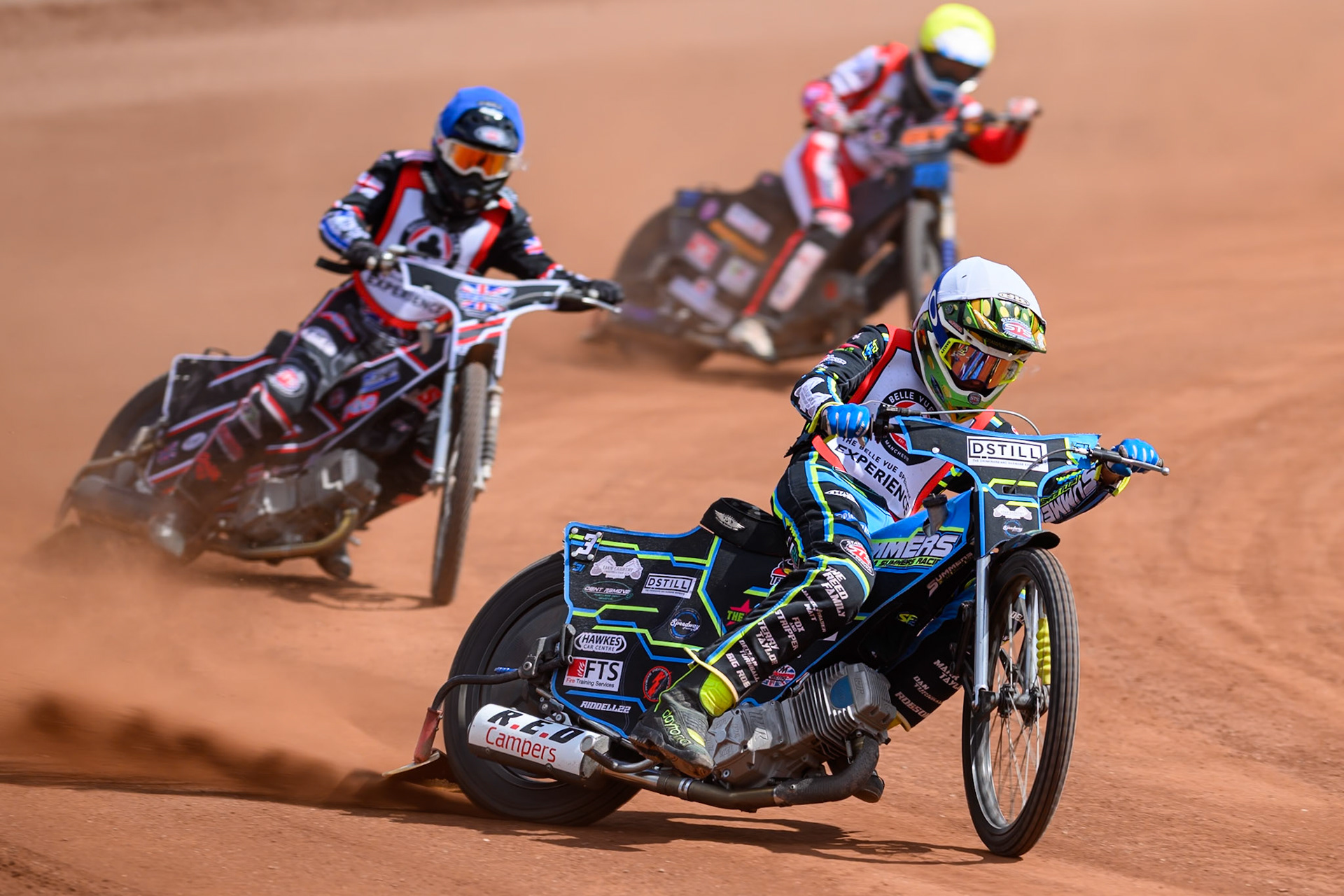 JR ASHWORTH &amp; SONS COLTS ACADEMY INDIVIDUALSenna Summers in White leading Jack Shimelt in Blue and Billy Budd  in Yellow during the JR Ashworth &amp; Sons Colts Individual at the National Speedway Stadium, Manchester on Sunday 10th May 2026. (Photo: Ian Charles | MI News)