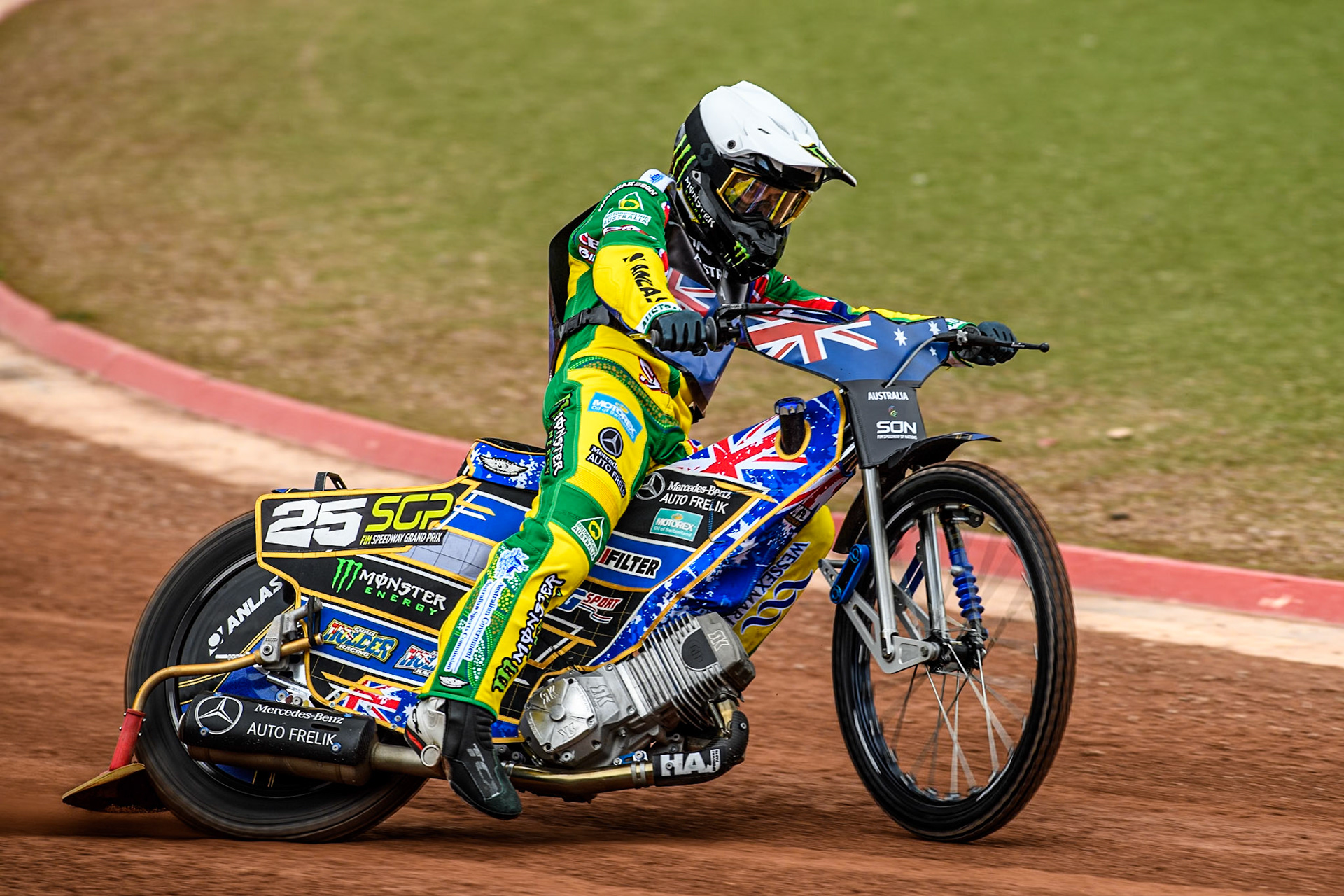 Jack Holder of Australia practices during the Monster Energy FIM Speedway of Nation Semi Final 2 at the National Speedway Stadium, Manchester on Wednesday 10th July 2024. (Photo: Ian Charles | MI News)