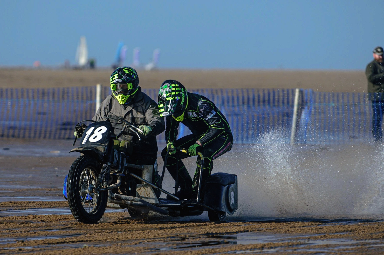 Rob Heath &amp; Kyle Fish (18) during the Fylde ACU British Sand Racing Masters Championship on  Sunday 2nd October 2022. (Credit: Ian Charles | MI News)