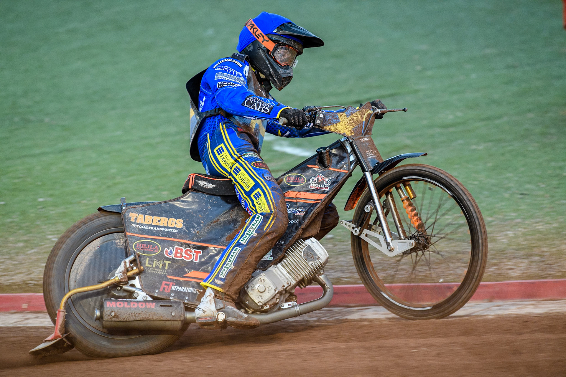 Jacob Thorssell of Sweden in action during the Monster Energy FIM Speedway of Nations Semi-Final 1 at the National Speedway Stadium, Manchester on Tuesday 9th July 2024. (Photo: Ian Charles | MI News)