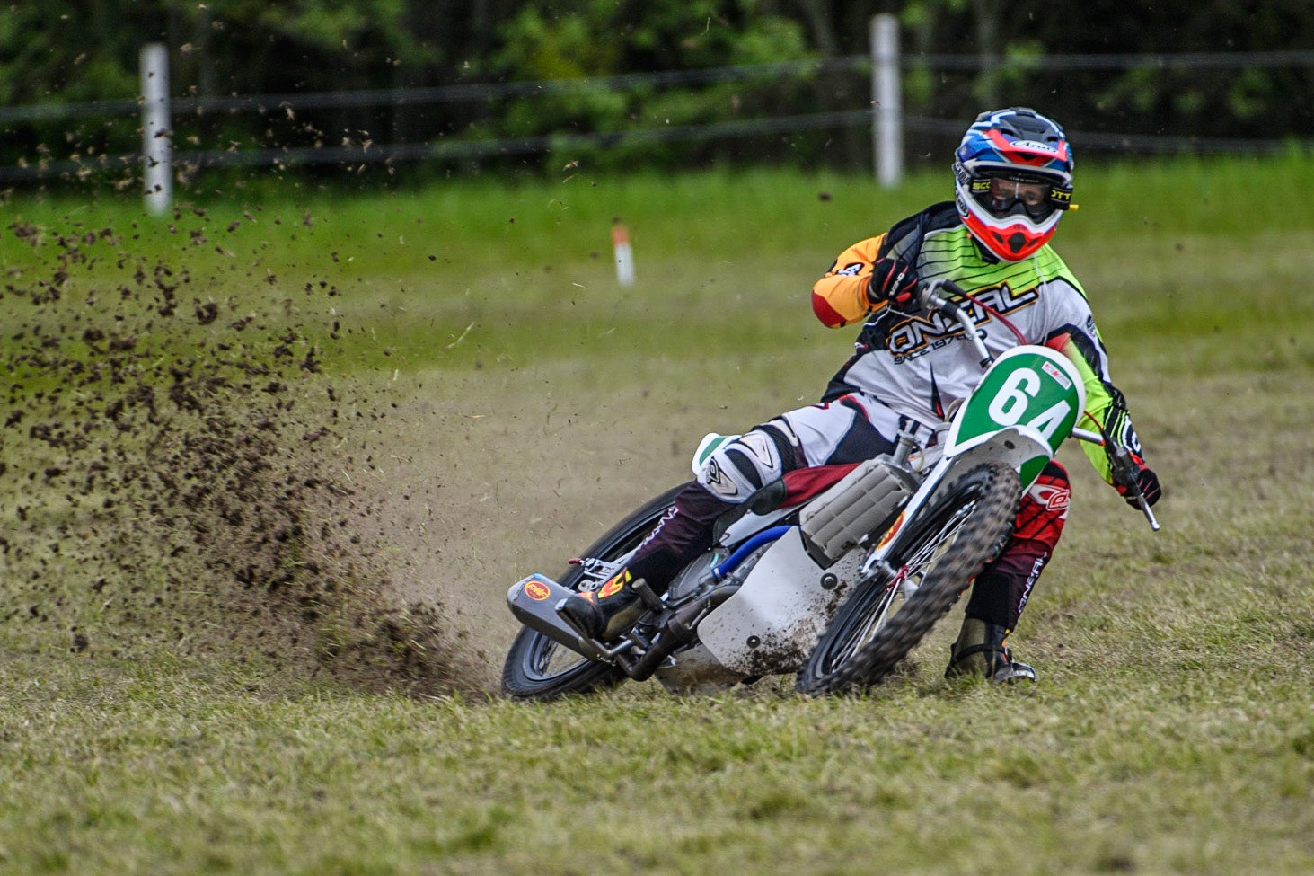 David Knowles (64) in the 250cc Class during the Cheshire Grass Track Three Trophies meeting at High Legh, Knutsford, Cheshire on Sunday 14th May 2023. (Photo: Ian Charles | MI News)