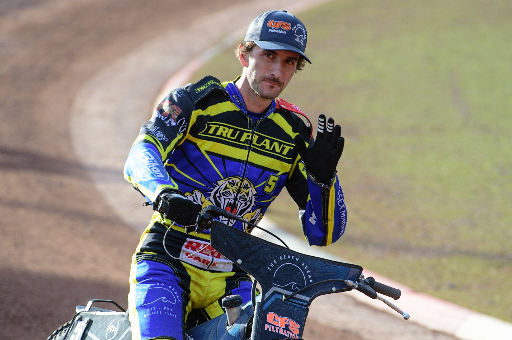 MANCHESTER, UK. JUL 5TH  Adam Ellis  on the parade lap  during the SGB Premiership match between Belle Vue Aces and Sheffield Tigers at the National Speedway Stadium, Manchester on Tuesday 5th July 2022. (Credit: Ian Charles | MI News)