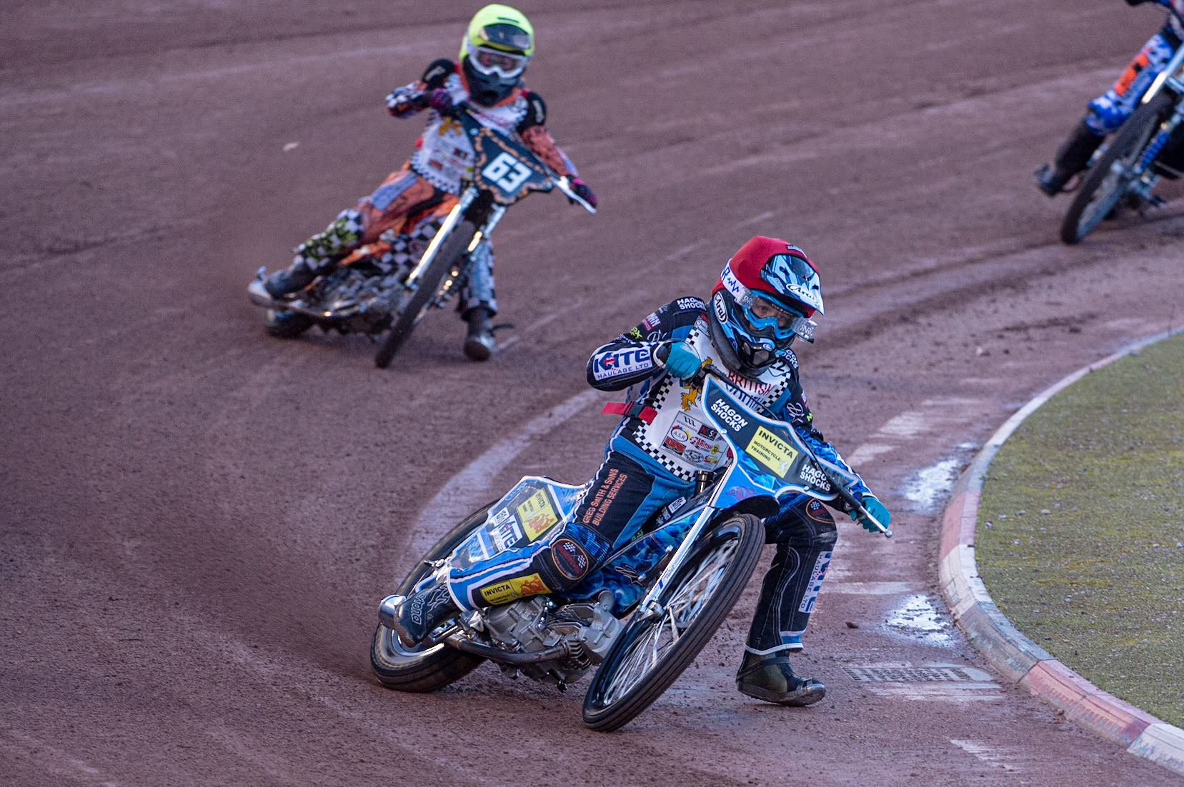 Photo: Ian CharlesJamie Etherington (Red) leads Cooper Rushen (Yellow) (125cc A Class)British Youth Speedway Championship (Round 5), National Speedway Stadium, Manchester Saturday  10  October  2020
