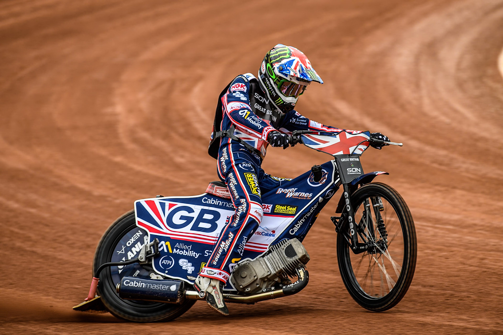 Dan Bewley of Great Britain practices during the Monster Energy FIM Speedway of Nation Semi Final 2 at the National Speedway Stadium, Manchester on Wednesday 10th July 2024. (Photo: Ian Charles | MI News)