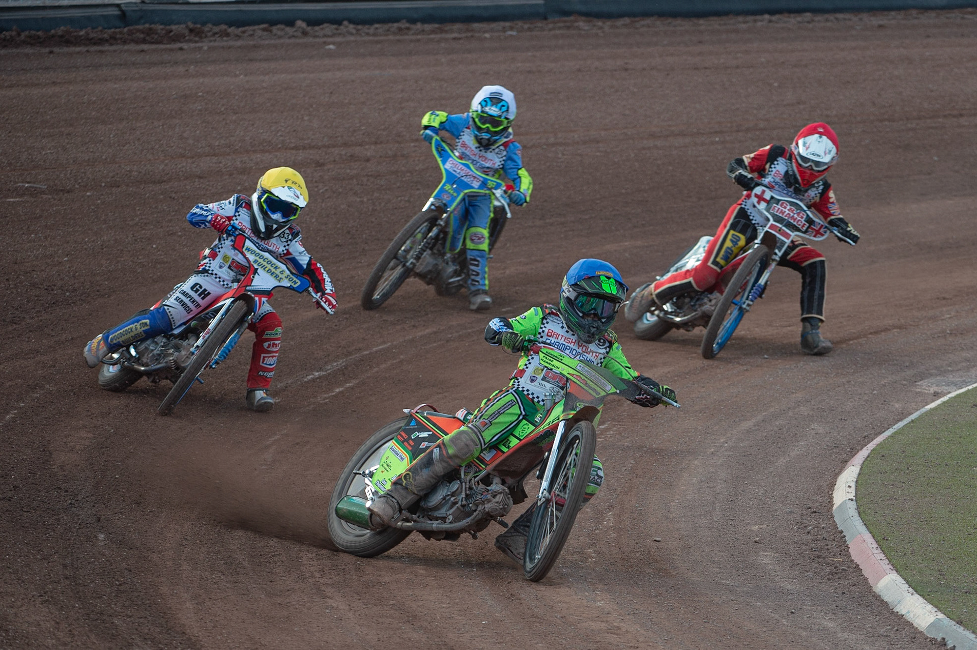 Photo: Ian Charles

Luke Harrison (Blue) leads Charlie Wood (Yellow) Jack Shimelt (Red) and Rico Joyce (Blue)

Summer Speed Saturday & British Youth Speedway Championship Round 5, National Speedway Stadium, Manchester, Saturday 22 June 2019