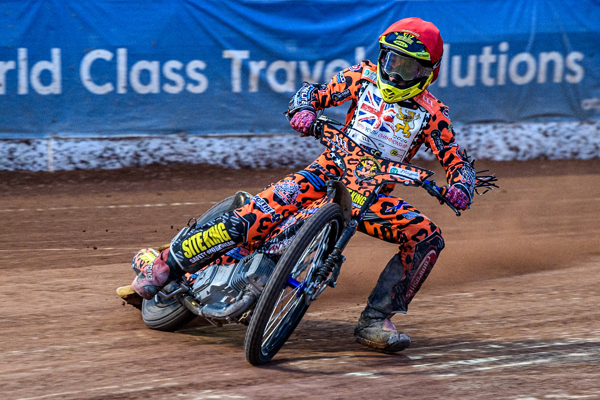 Cooper Rushen (250cc) leads the 250cc final during the British Youth 250cc Championships at the National Speedway Stadium, Manchester on Friday 30th August 2024. (Photo: Ian Charles | MI News)