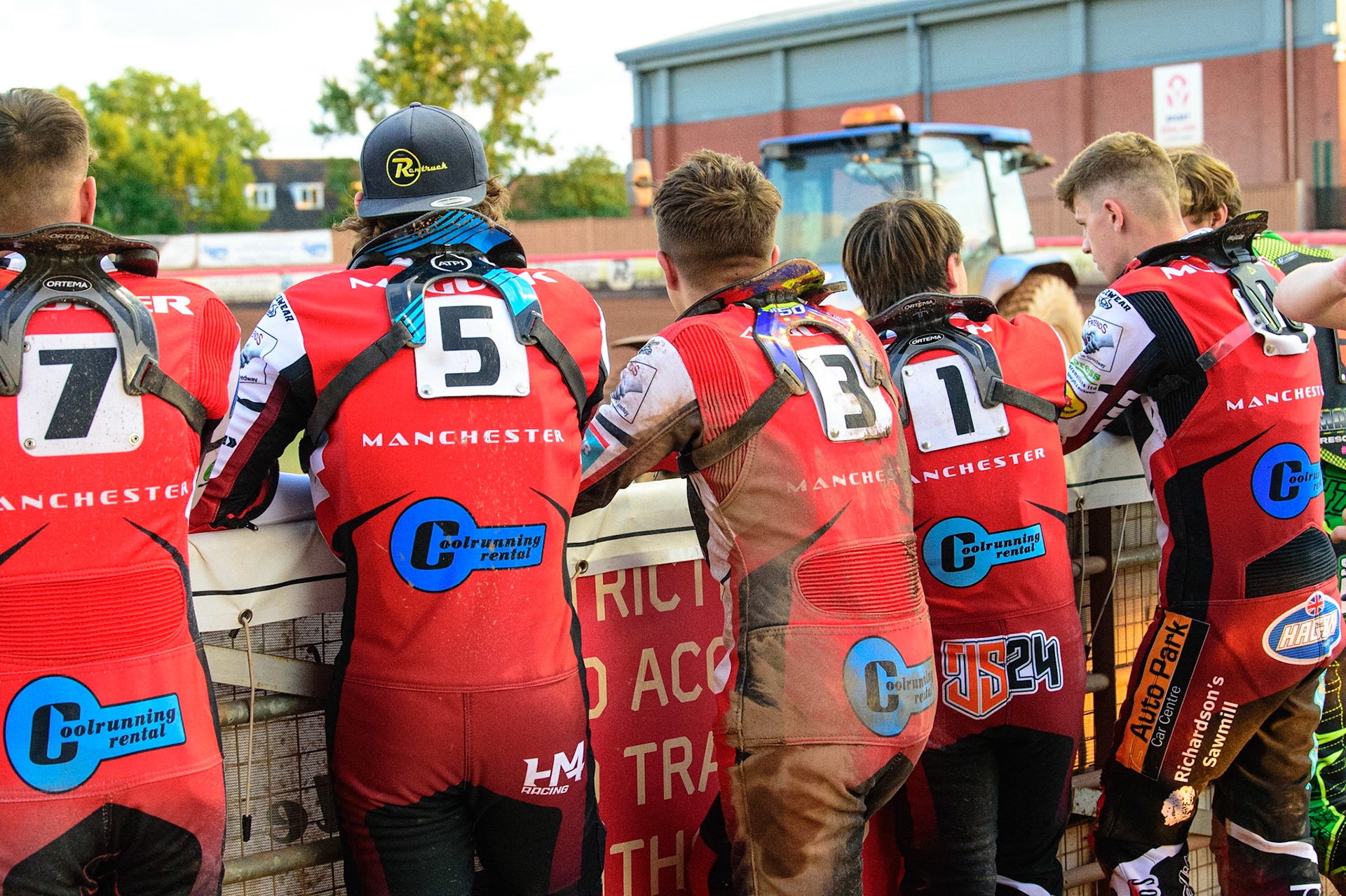 The Colts watch the track prep during the National Development League match between Belle Vue Colts and Mildenhall Fens Tigers at the National Speedway Stadium, Manchester on Friday 15th July 2022. (Credit: Ian Charles | MI News)