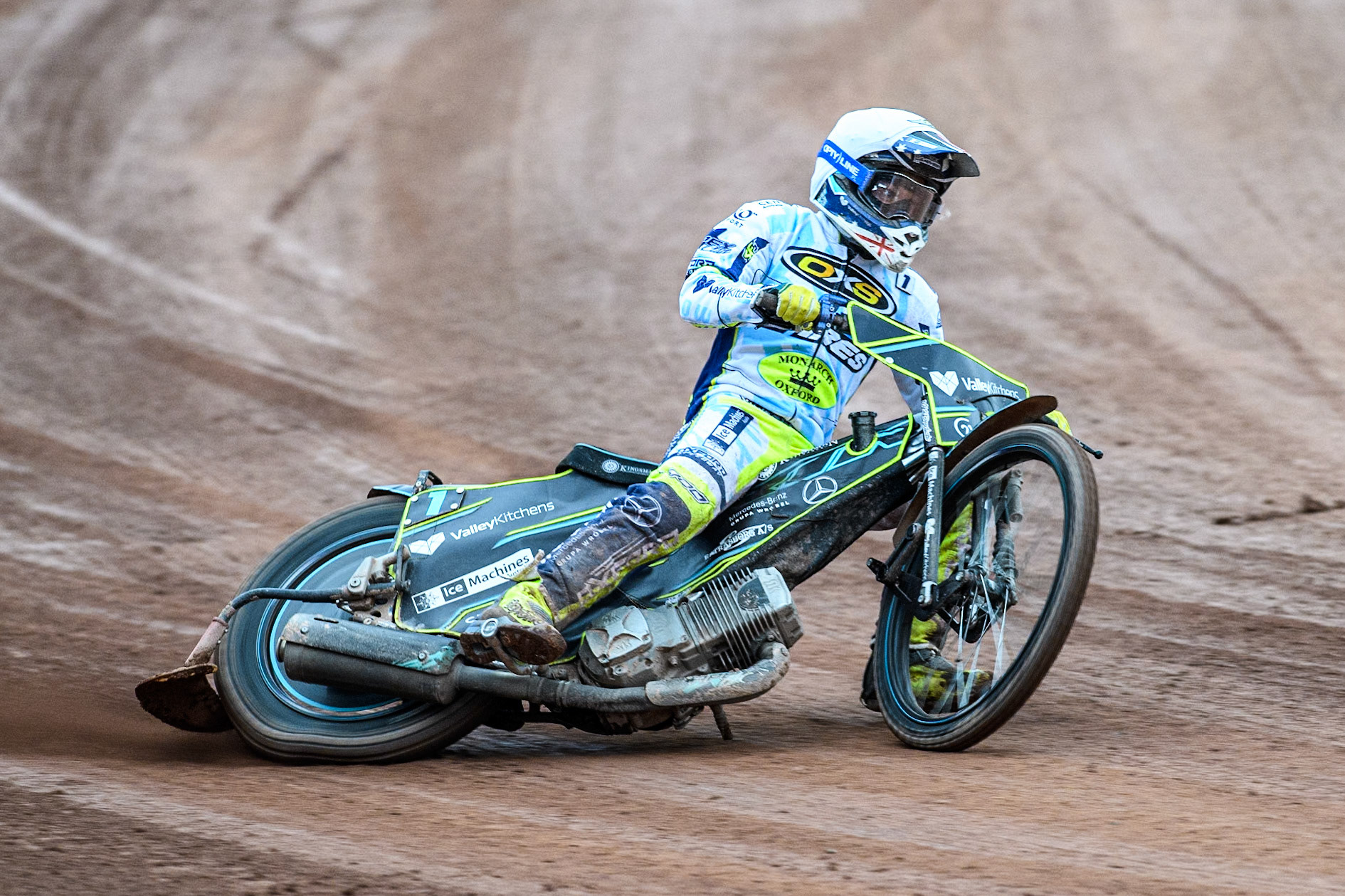 Oxford Spires' Rohan Tungate  in action during the Rowe Motor Oil Premiership match between Belle Vue Aces and Oxford Spires at the National Speedway Stadium, Manchester on Monday 22nd July 2024. (Photo: Ian Charles | MI News)