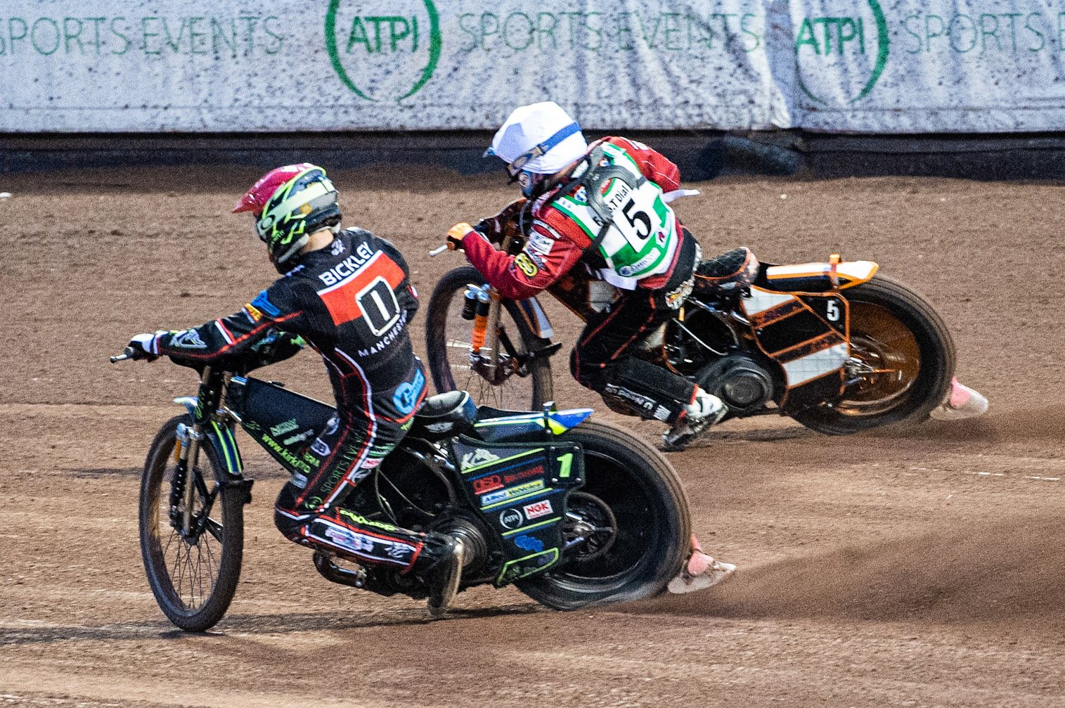 Photo: Ian Charles

Belle Vue Colts  Kyle Bickley  (Red) passes 
Jack Smith  (White) on the inside 

Belle Vue Colts v Cradley Heathens, SGB National League, Belle Vue National Speedway Stadium, Manchester, Thursday 29  August  2019