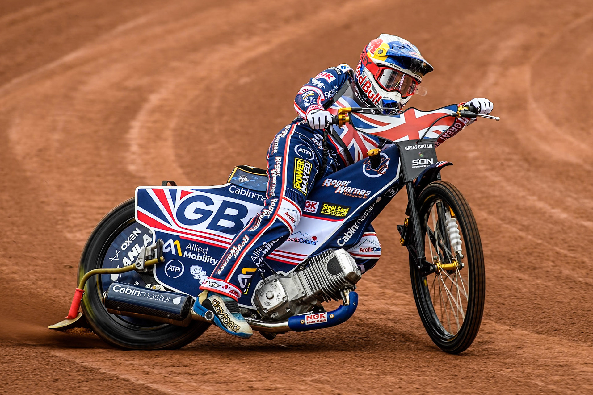 Robert Lambert of Great Britain practices during the Monster Energy FIM Speedway of Nation Semi Final 2 at the National Speedway Stadium, Manchester on Wednesday 10th July 2024. (Photo: Ian Charles | MI News)