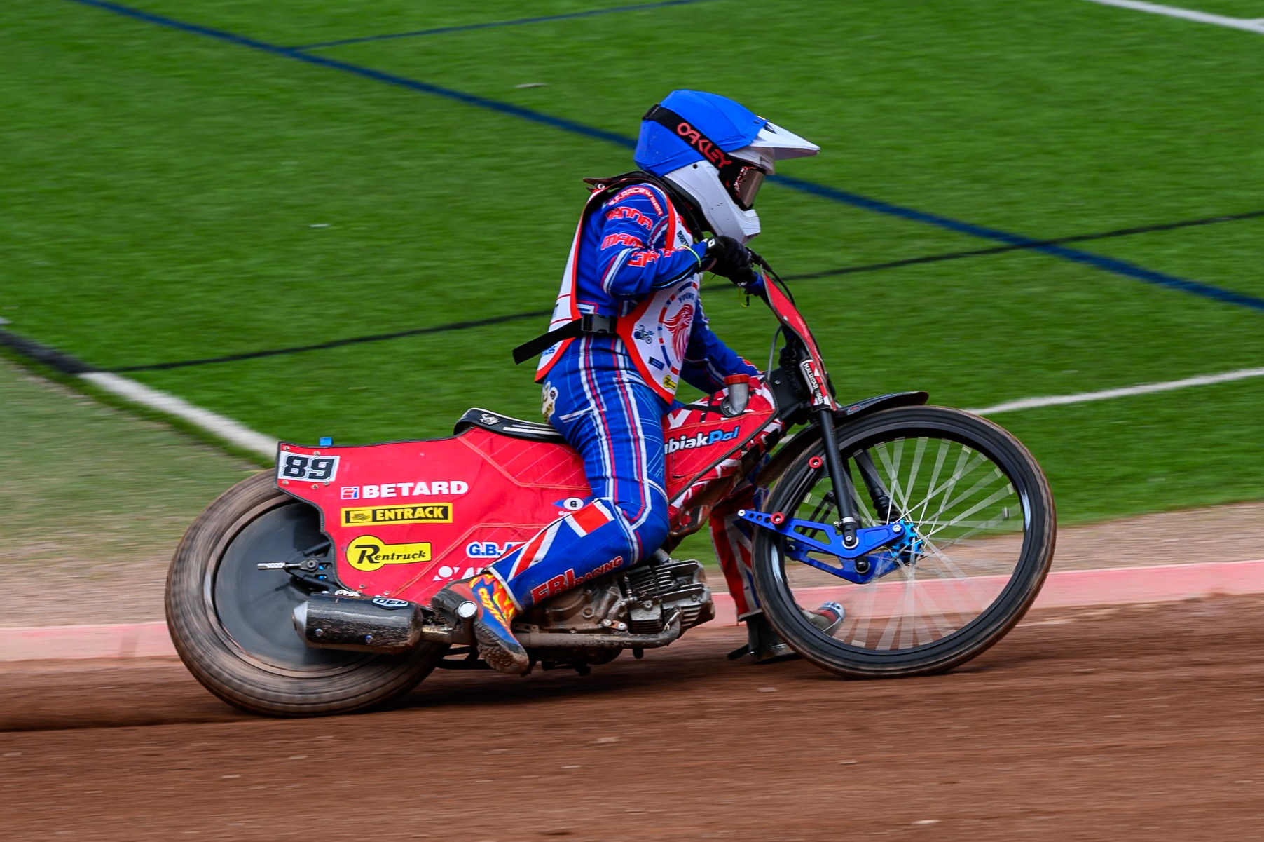 125cc SUPPORT CLASS Aston Knott (89) in action during the  British Youth Championship (125cc) at the National Speedway Stadium, Manchester on Sunday 19th July 2026. (Photo: Ian Charles | MI News)