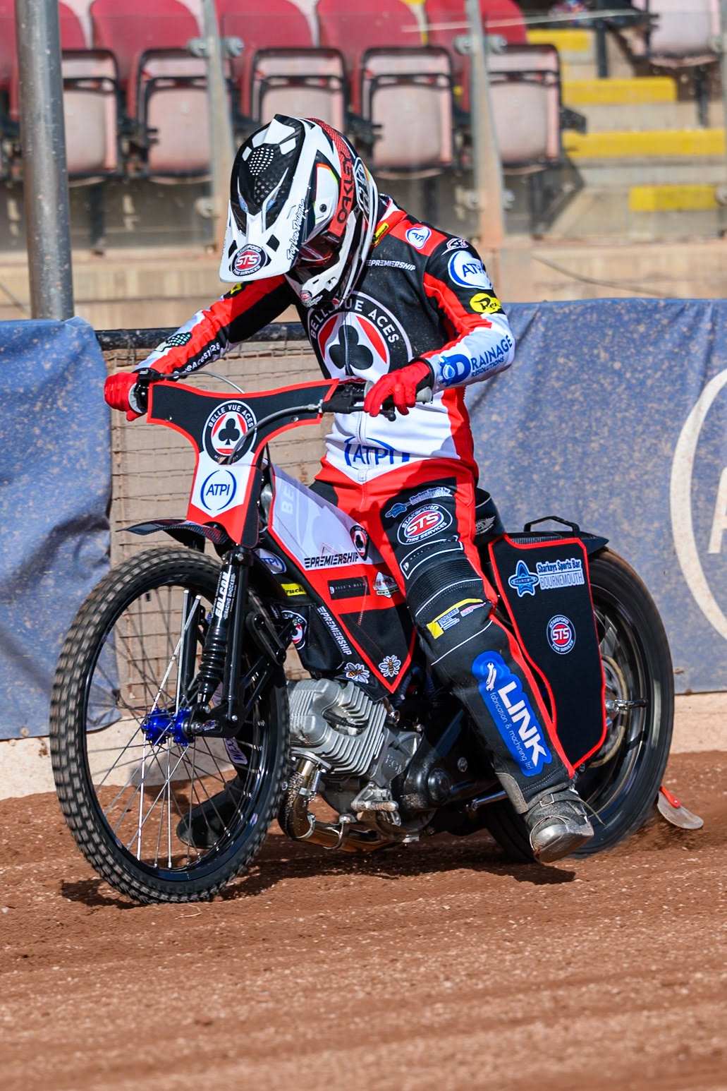 Zach Cook of Belle Vue Aces does a practice start during the Belle Vue Aces Media Day at the National Speedway Stadium, Manchester on Wednesday 11th March 2026. (Photo: Ian Charles | MI News)