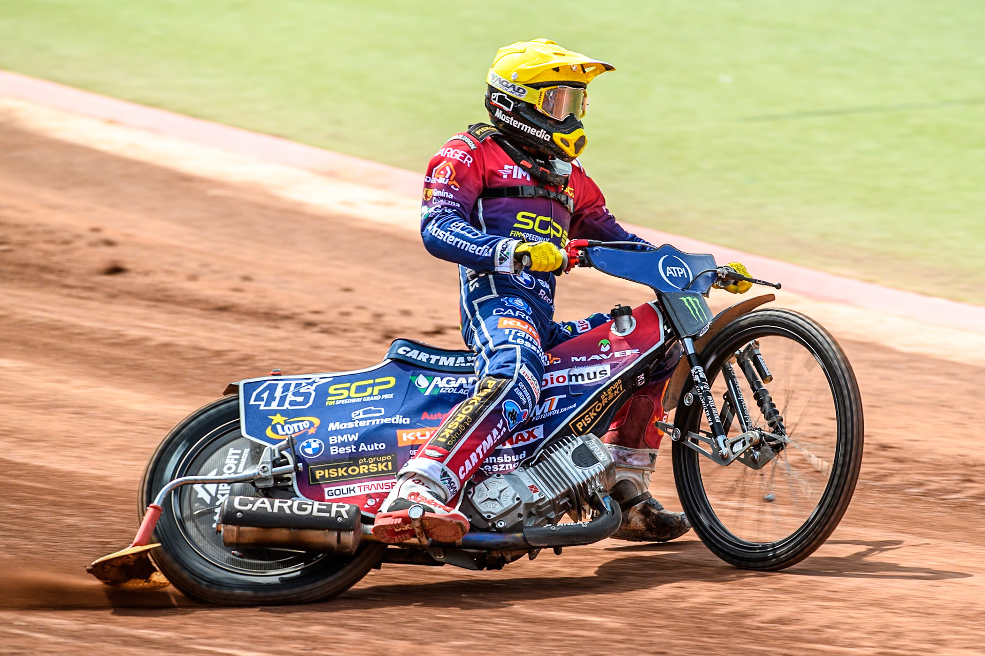 Dominik Kubera (415) of Poland in the qualifying session  during the ATPI FIM Speedway Grand Prix Round 4 at the National Speedway Stadium, Manchester, on Friday 6th June 2025. (Photo: Ian Charles | MI News)