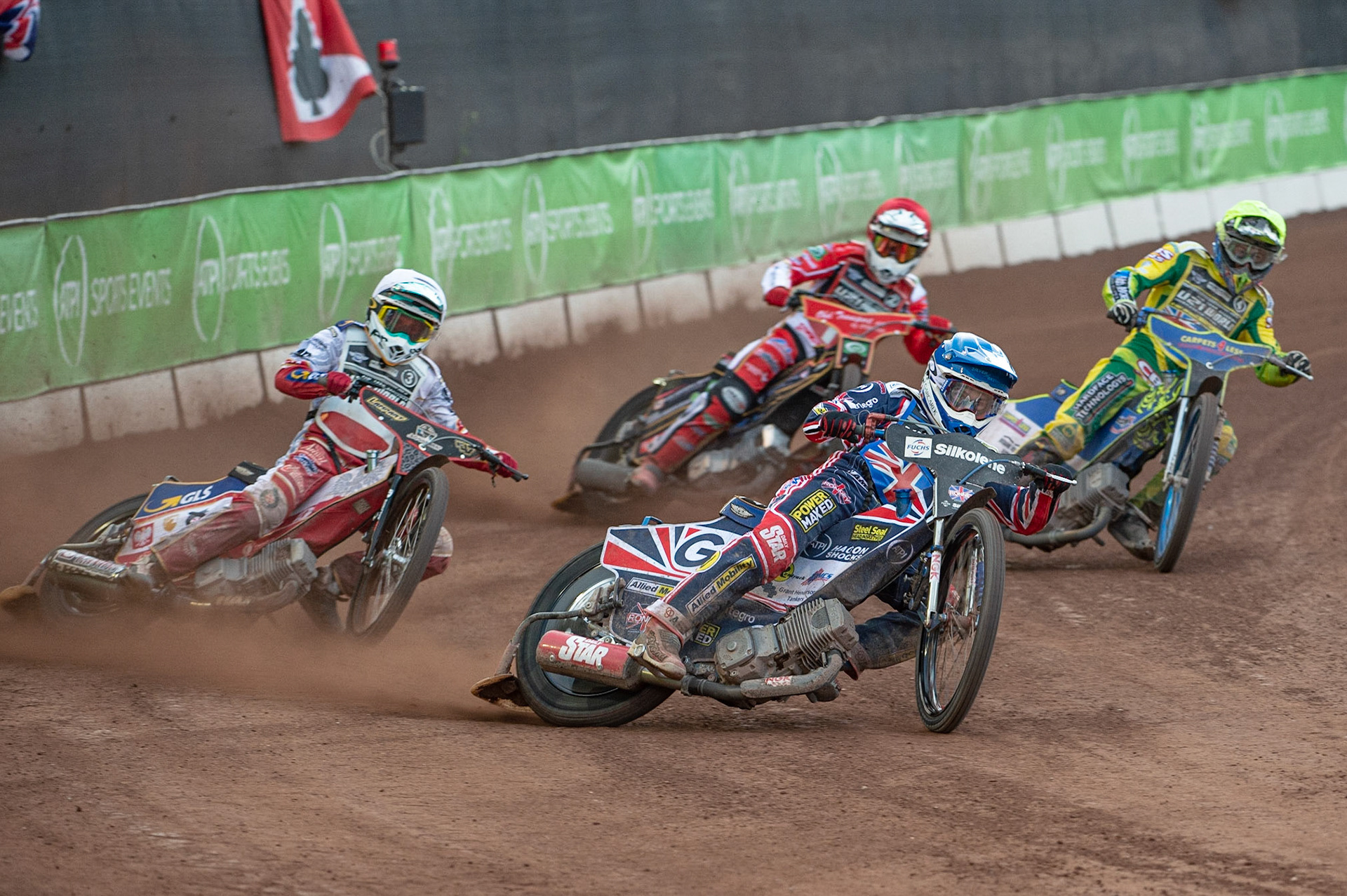 Photo: Ian Charles

Robert Lambert (Blue) leads Wiktor Lampart (White)Kye Thomson (Yellow) and Patrick Hansen (Red) 

FIM Team Speedway U-21 World Championship, National Speedway Stadium, Manchester Friday 12 July  2019