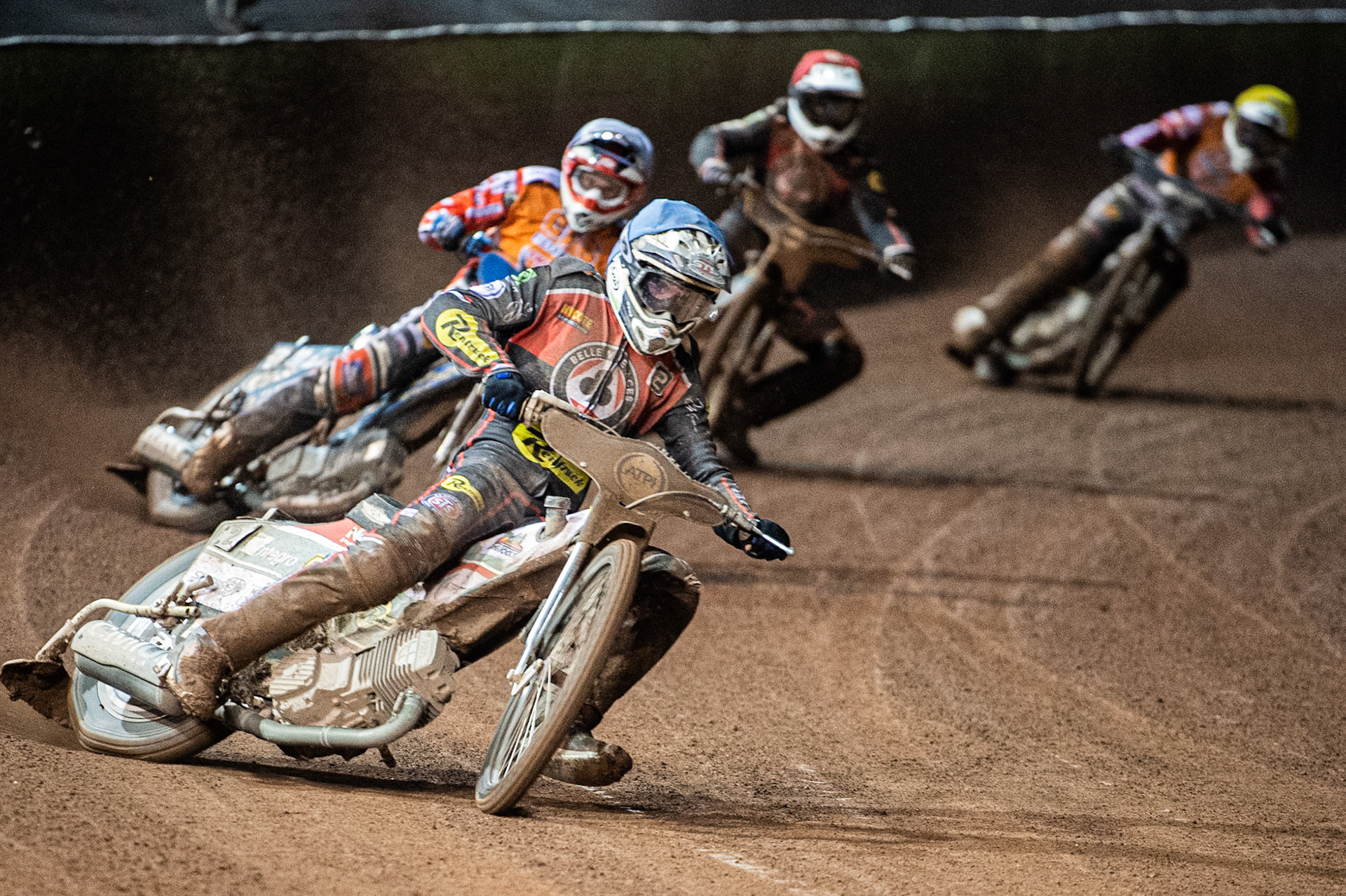 Photo by Ian Charles:

Steve Worrall  (Blue) leads Tobiasz Musielak (White) Max Fricke  (Red) and Rasmus Jensen   (Yellow)

Belle Vue Aces v Swindon Robins, Supporters Cup Final 1st Leg, National Speedway Stadium, Manchester, Thursday, 12, September, 2019