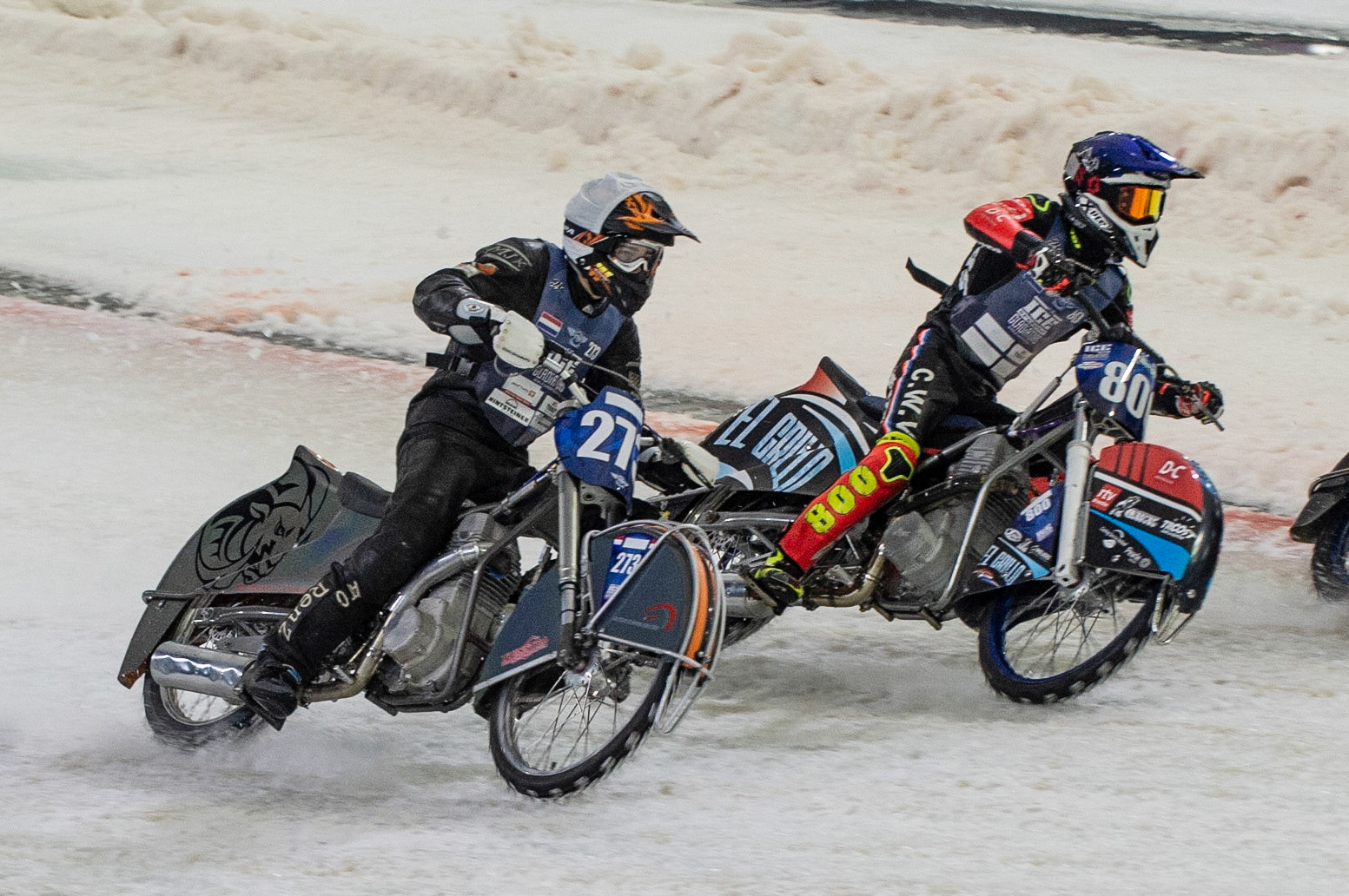 Photo: Ian Charles

Jasper Iwema (800) inside Jimmy Tuinstra (273)

FIM Ice Speedway Gladiators World Championship, Event 5.1, Ice Rink Thialf, Heerenveen, Netherlands Saturday  30  March  2019