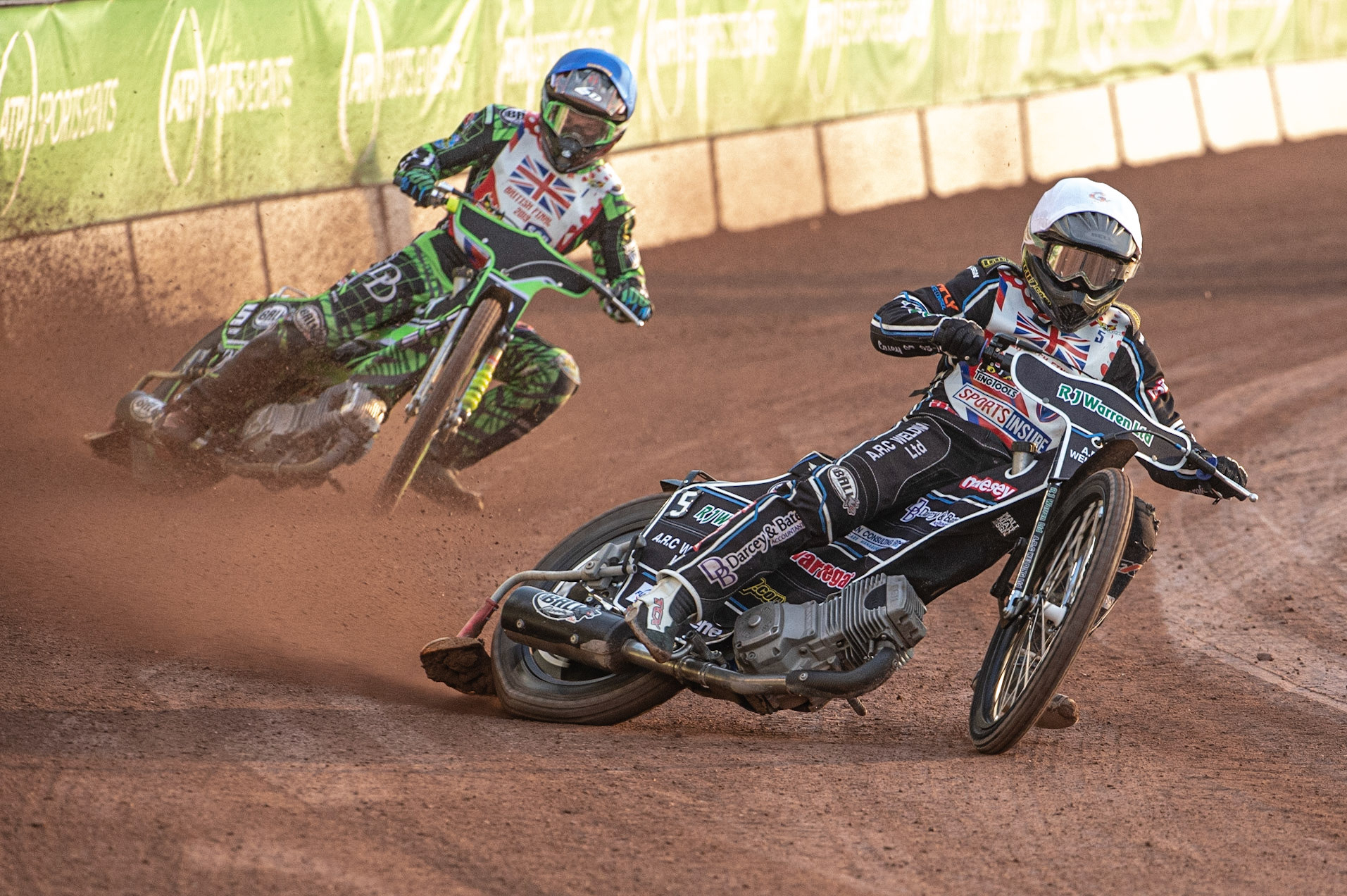 Photo: Ian Charles

Danny King (White) leads Charles Wright (Blue)

Sports Insure British Final,  Belle Vue National Speedway Stadium, Manchester Monday 29  July  2019